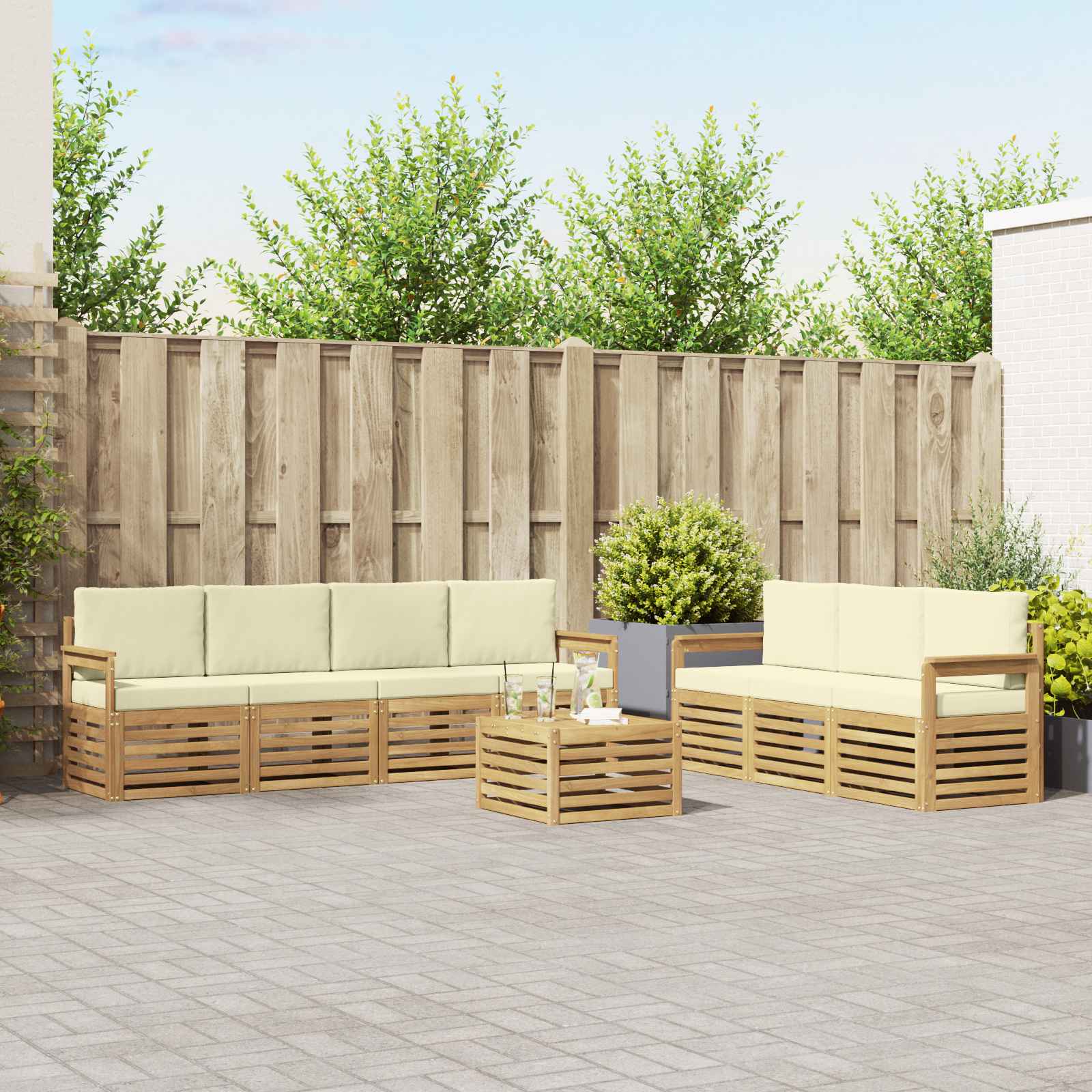 vidaXL Sofa-Sets 8 pcs Naturel Massief Acaciahout