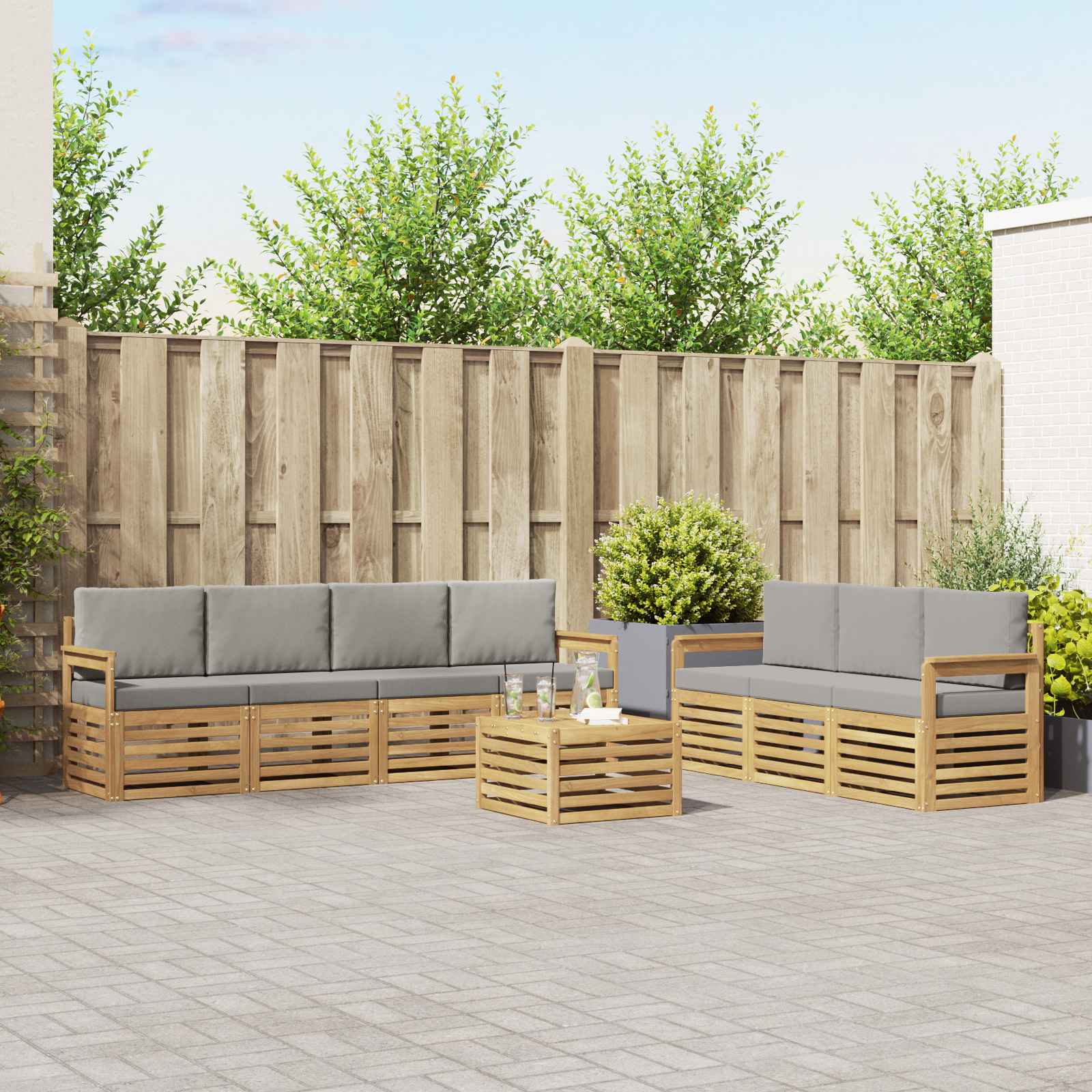 vidaXL Sofa-Sets 8 pcs Naturel Massief Acaciahout