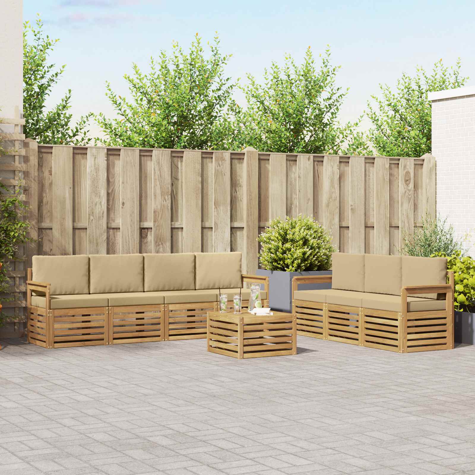 vidaXL Sofa-Sets 8 pcs Naturel Massief Acaciahout