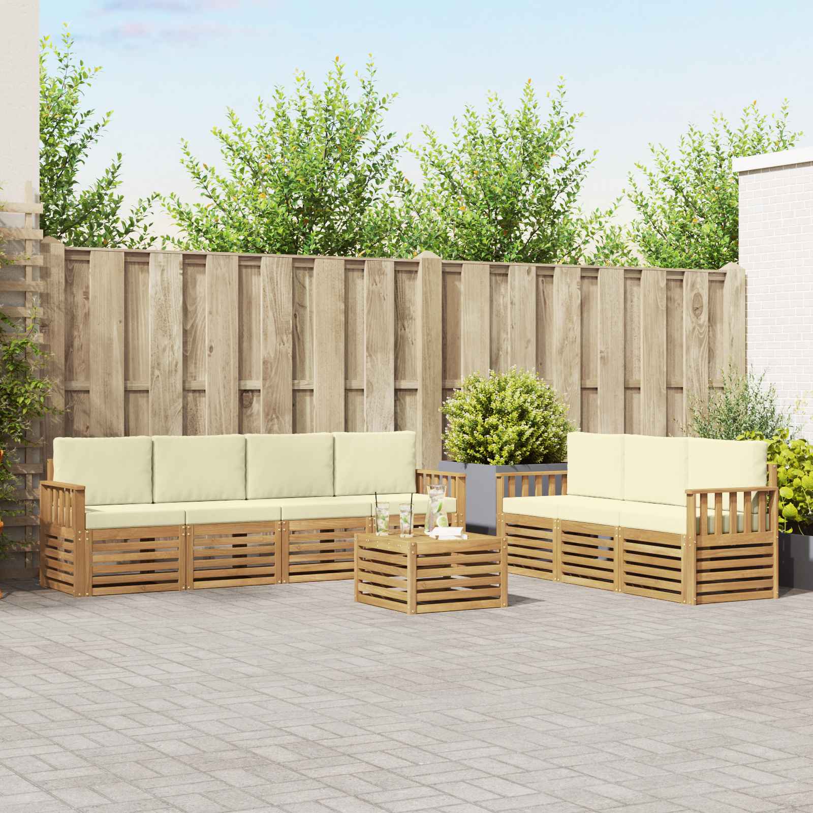 vidaXL Sofa-Sets 8 pcs Naturel Massief Acaciahout