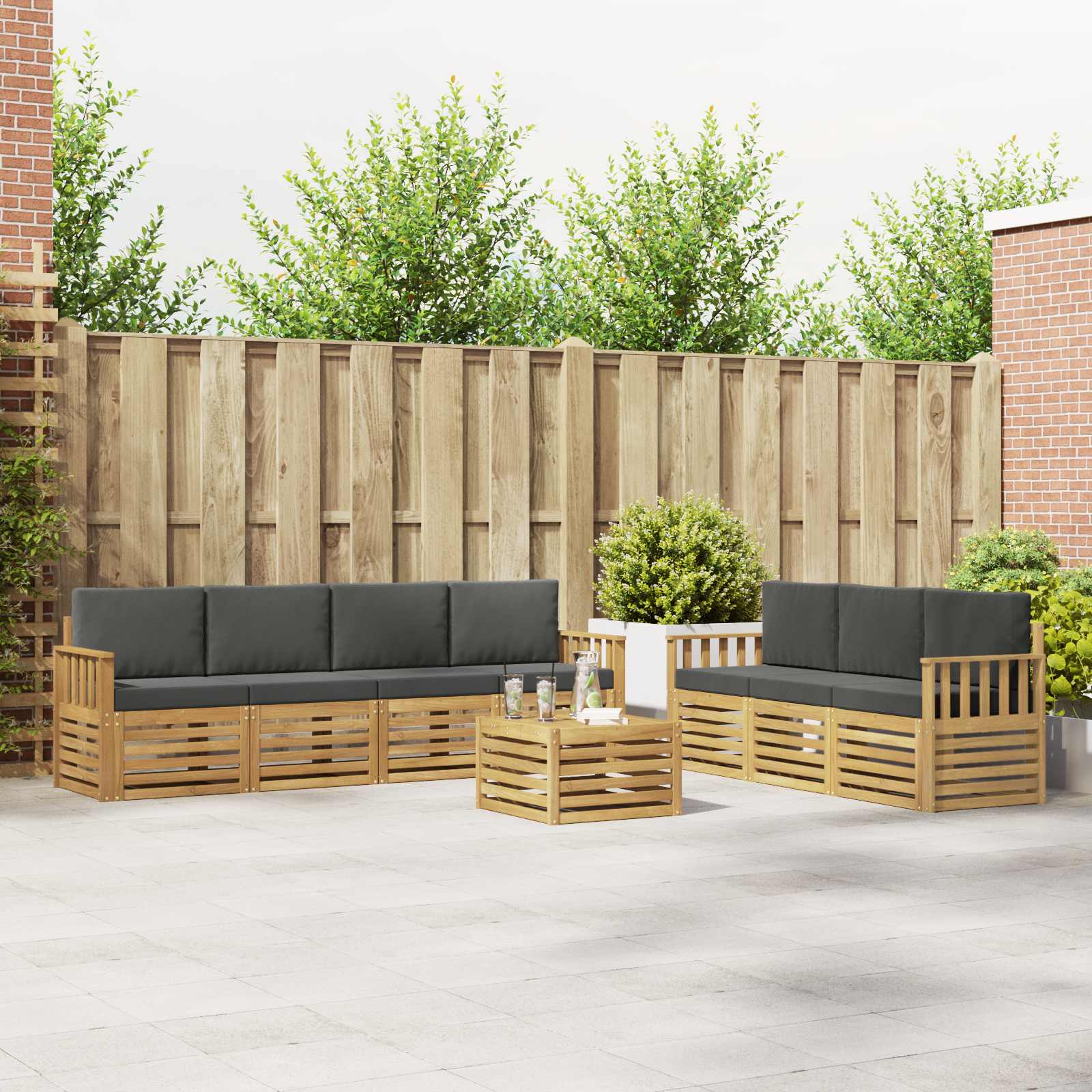 vidaXL Sofa-Sets 8 pcs Naturel Massief Acaciahout