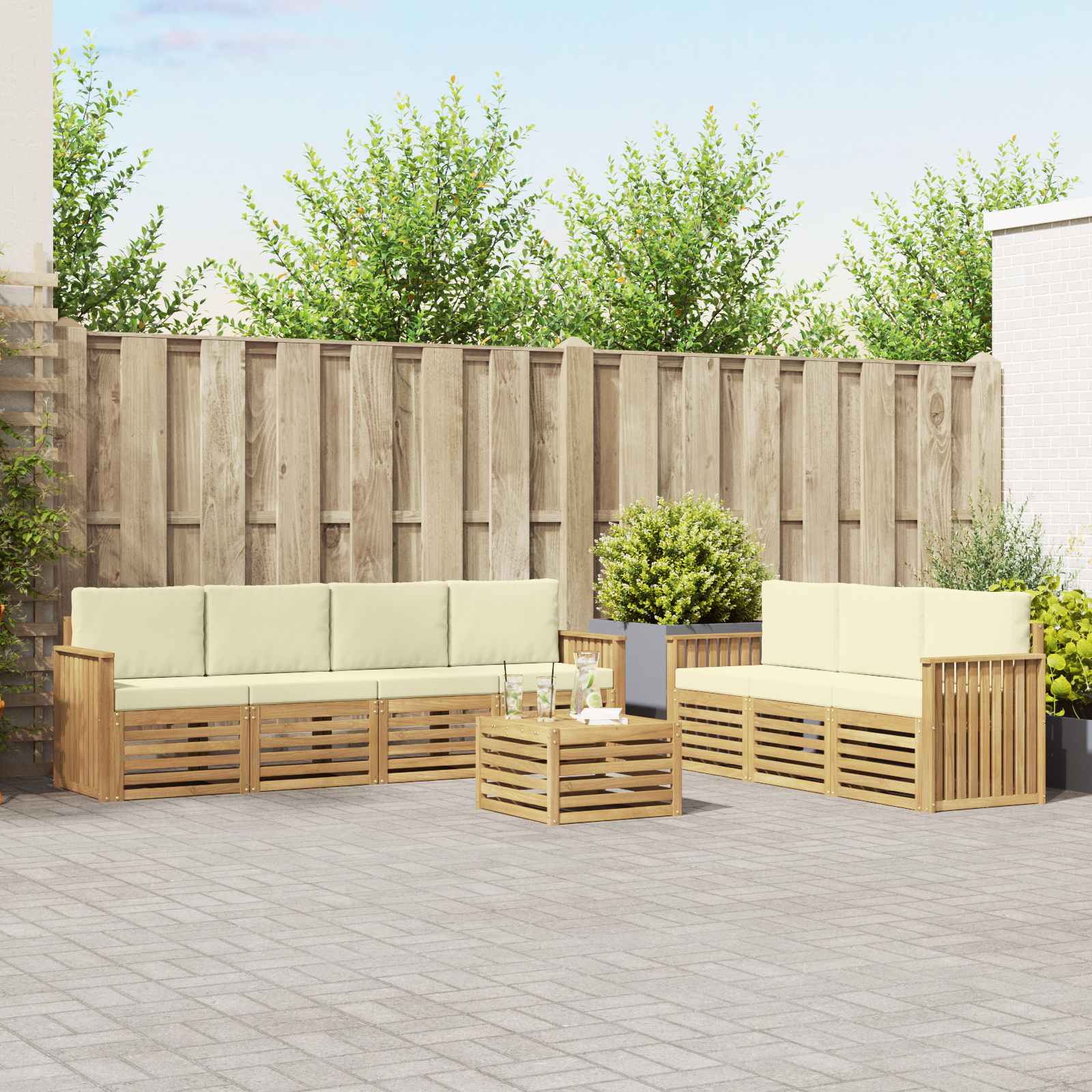 vidaXL Sofa-Sets 8 pcs Naturel Massief Acaciahout