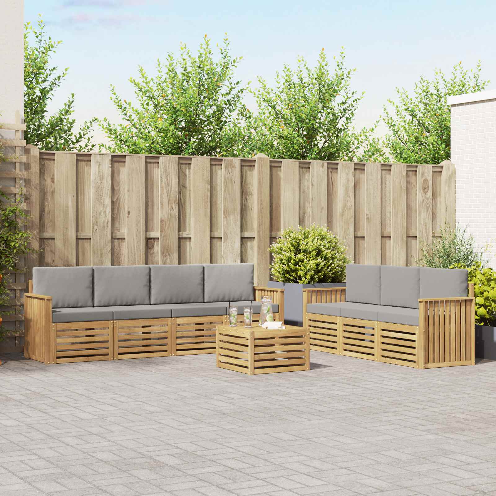 vidaXL Sofa-Sets 8 pcs Naturel Massief Acaciahout