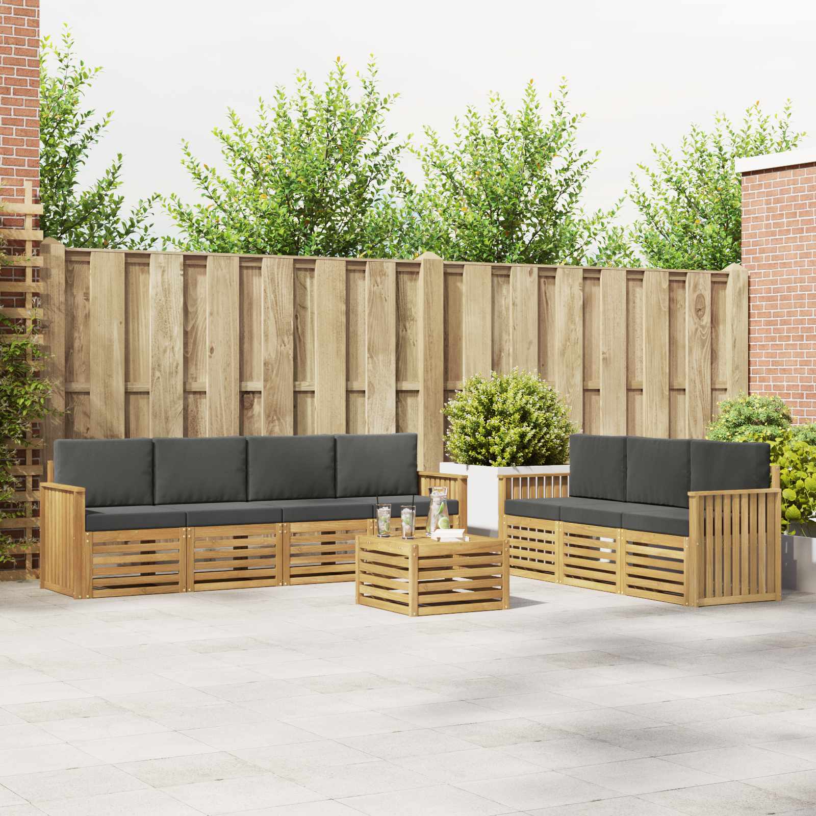 vidaXL Sofa-Sets 8 pcs Naturel Massief Acaciahout
