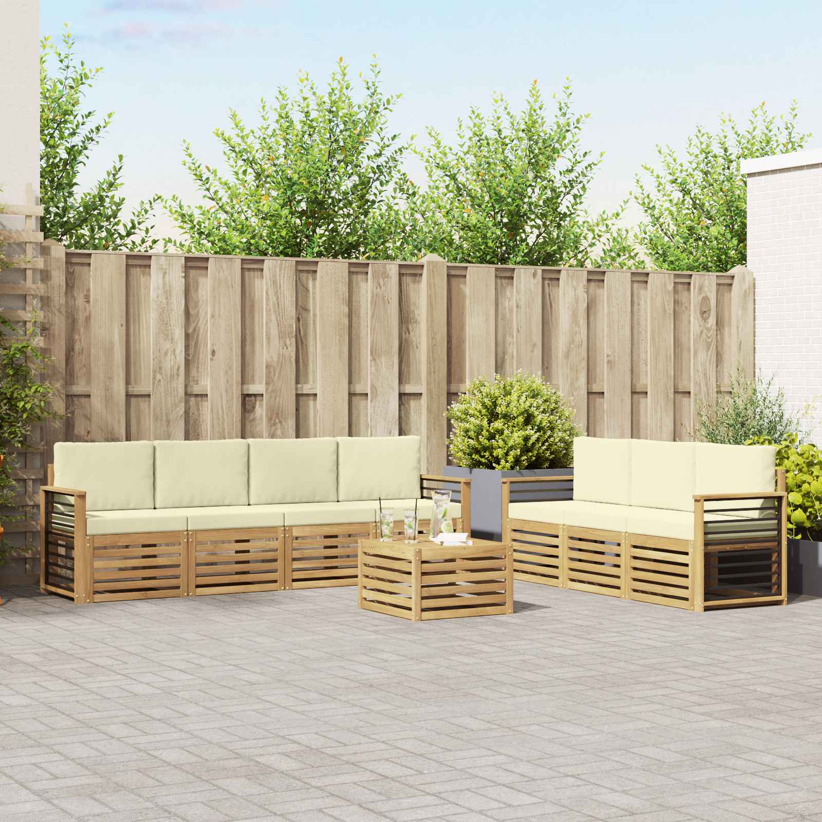 vidaXL Sofa-Sets 8 pcs Naturel Massief Acaciahout