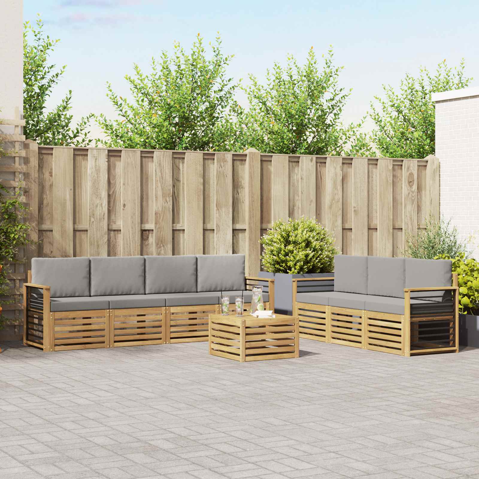 vidaXL Sofa-Sets 8 pcs Naturel Massief Acaciahout