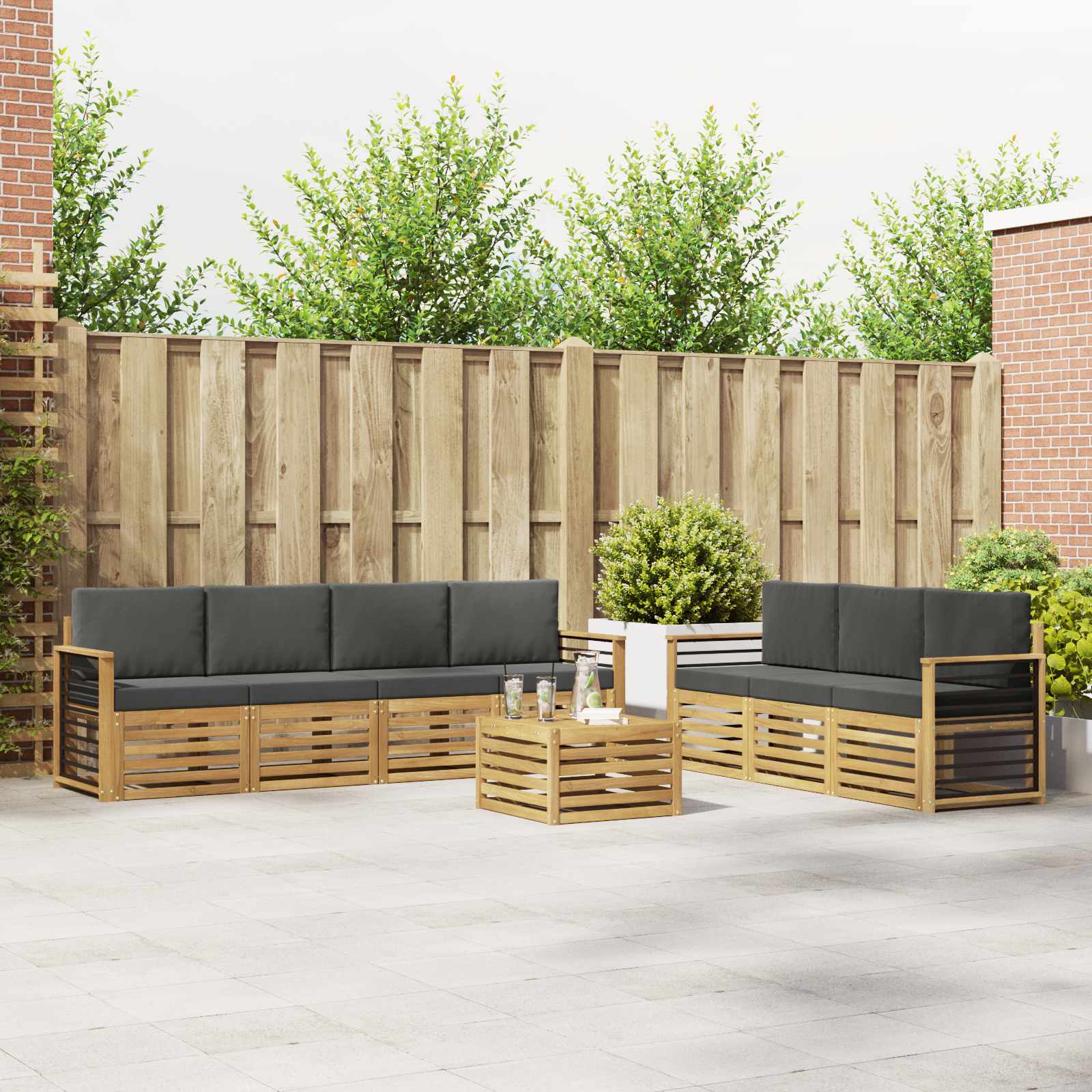 vidaXL Sofa-Sets 8 pcs Naturel Massief Acaciahout