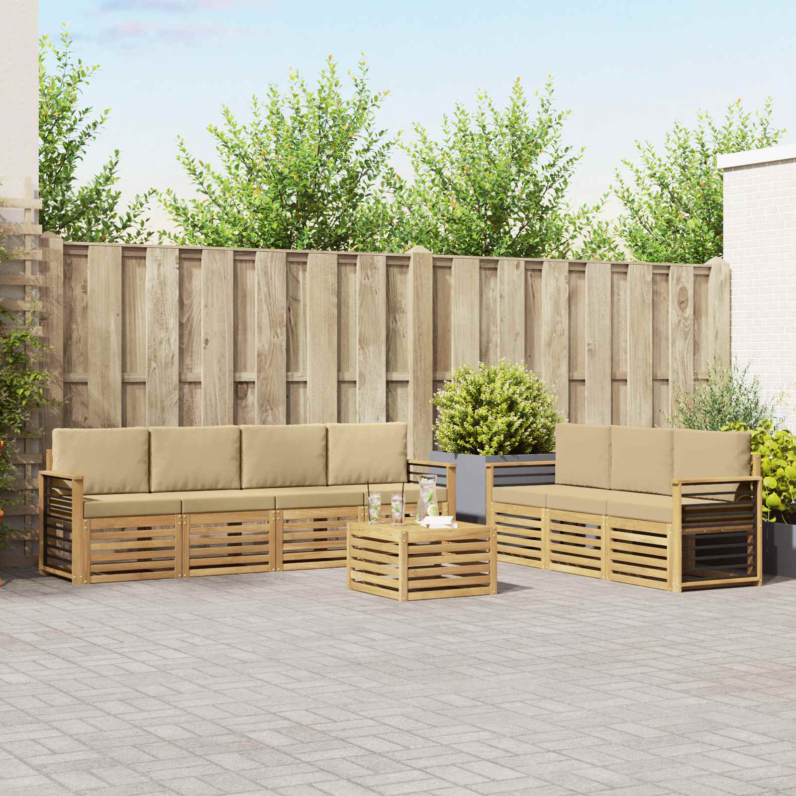 vidaXL Sofa-Sets 8 pcs Naturel Massief Acaciahout