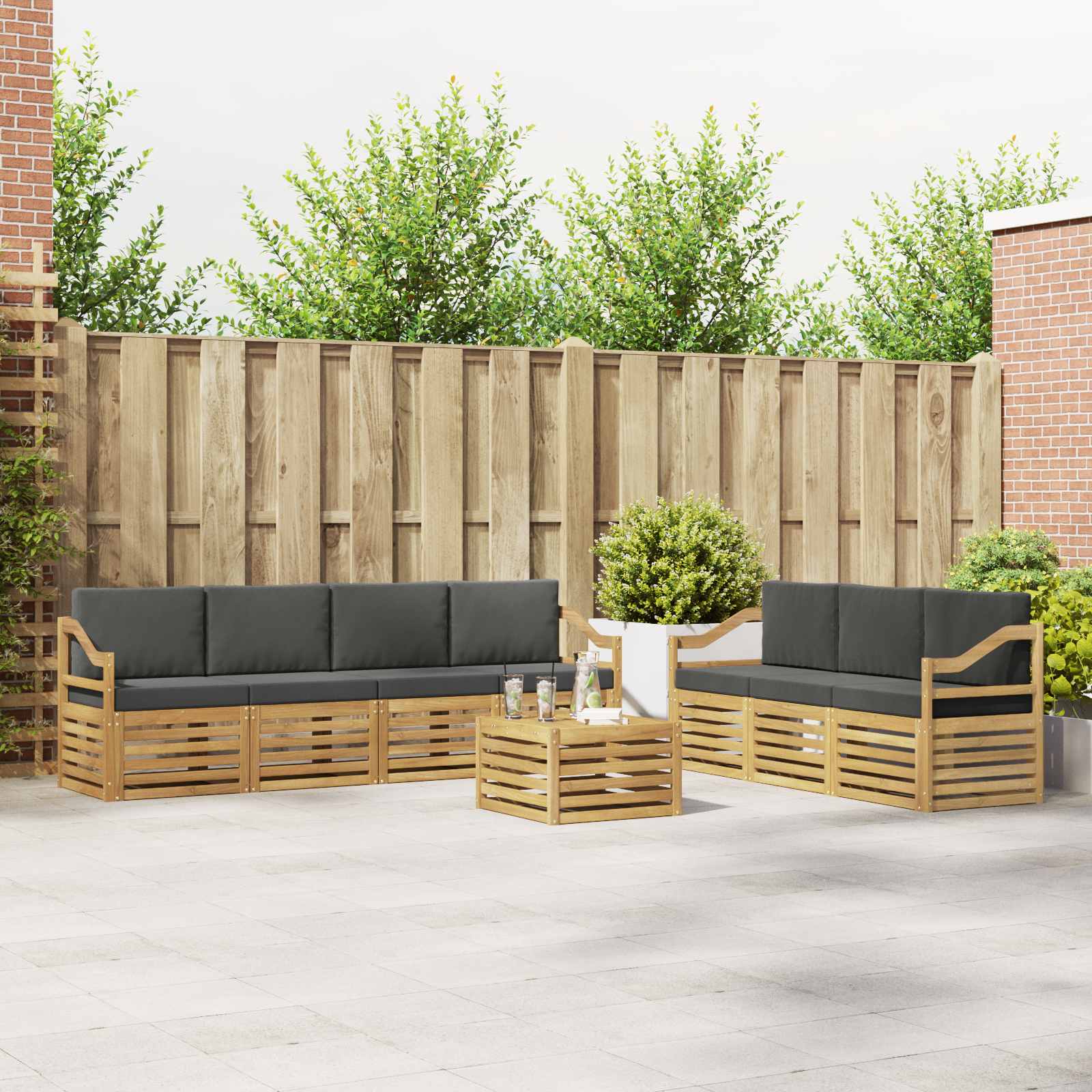 vidaXL Sofa-Sets 8 pcs Naturel Massief Acaciahout