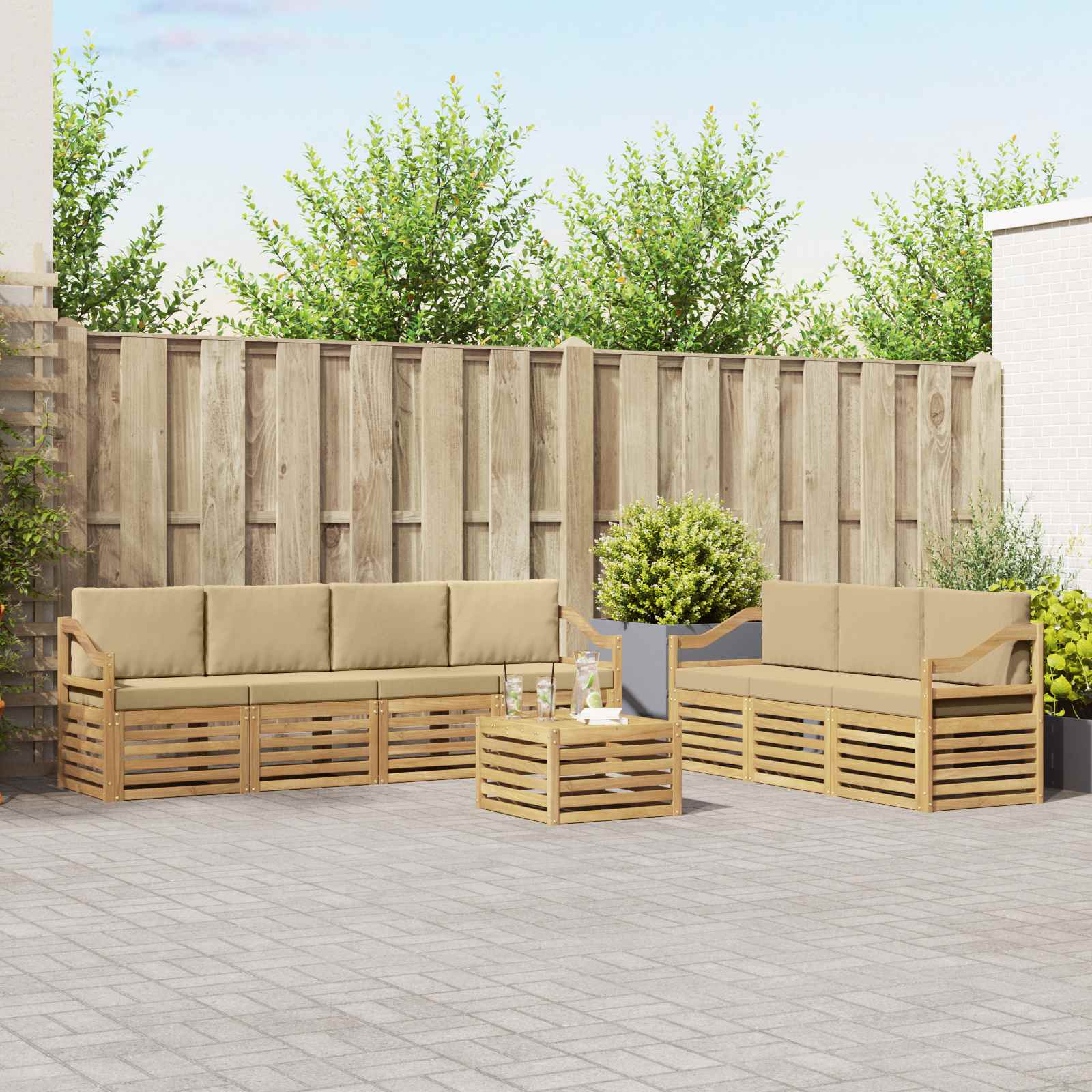 vidaXL Sofa-Sets 8 pcs Naturel Massief Acaciahout