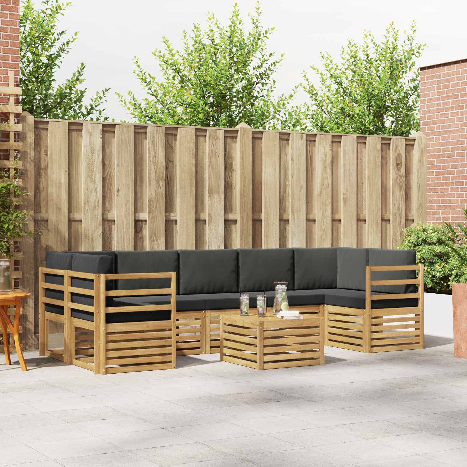 vidaXL Sofa-Sets 8 pcs Naturel Massief Acaciahout
