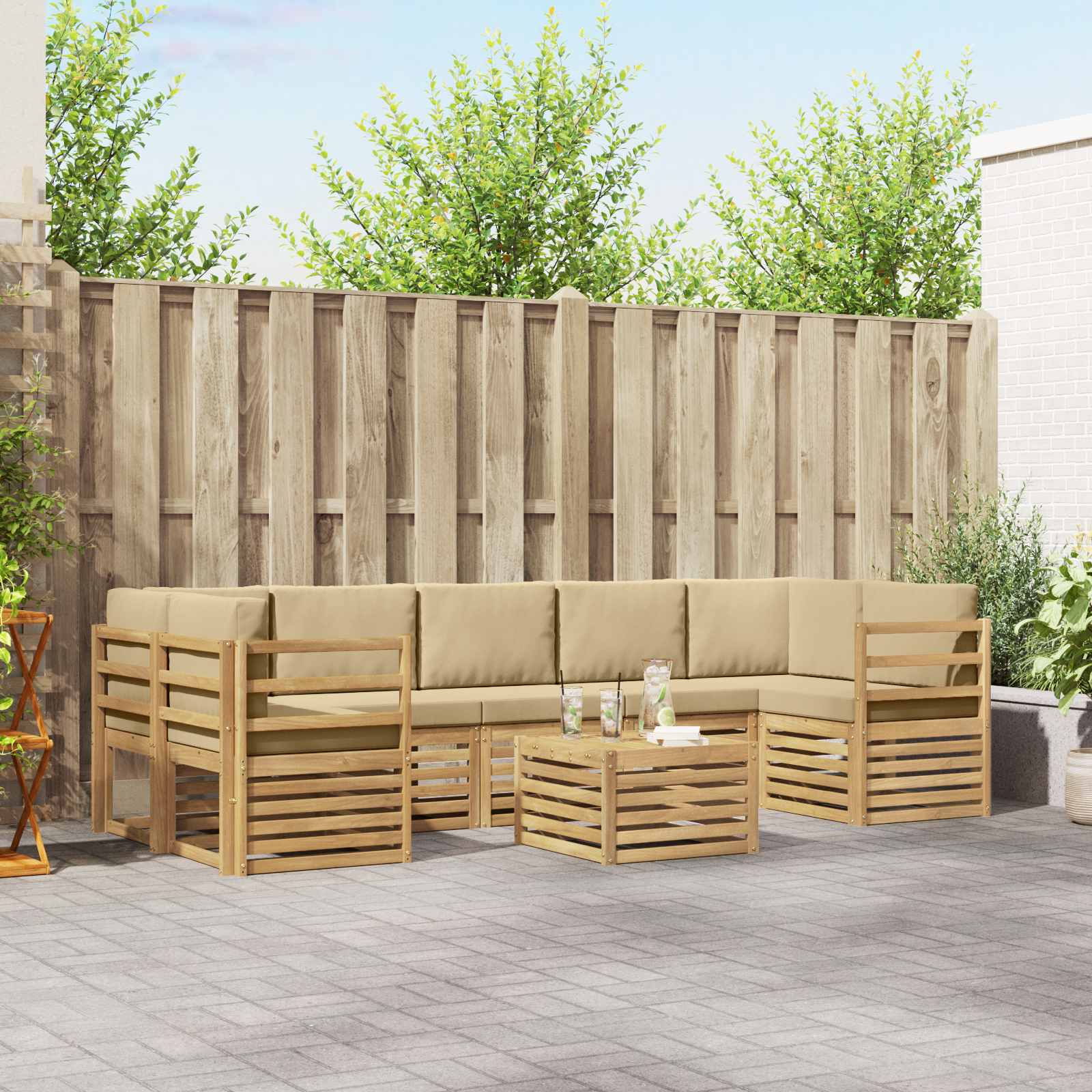 vidaXL Sofa-Sets 8 pcs Naturel Massief Acaciahout