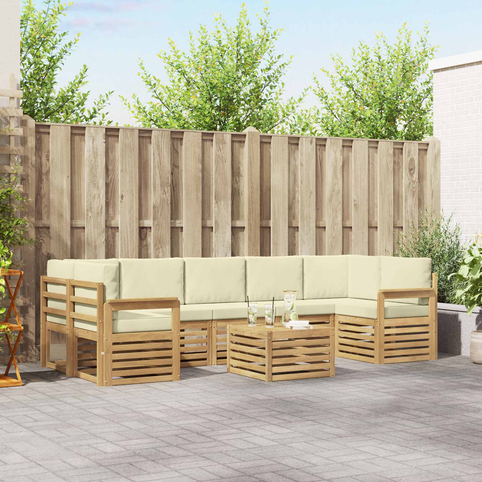 vidaXL Sofa-Sets 8 pcs Naturel Massief Acaciahout