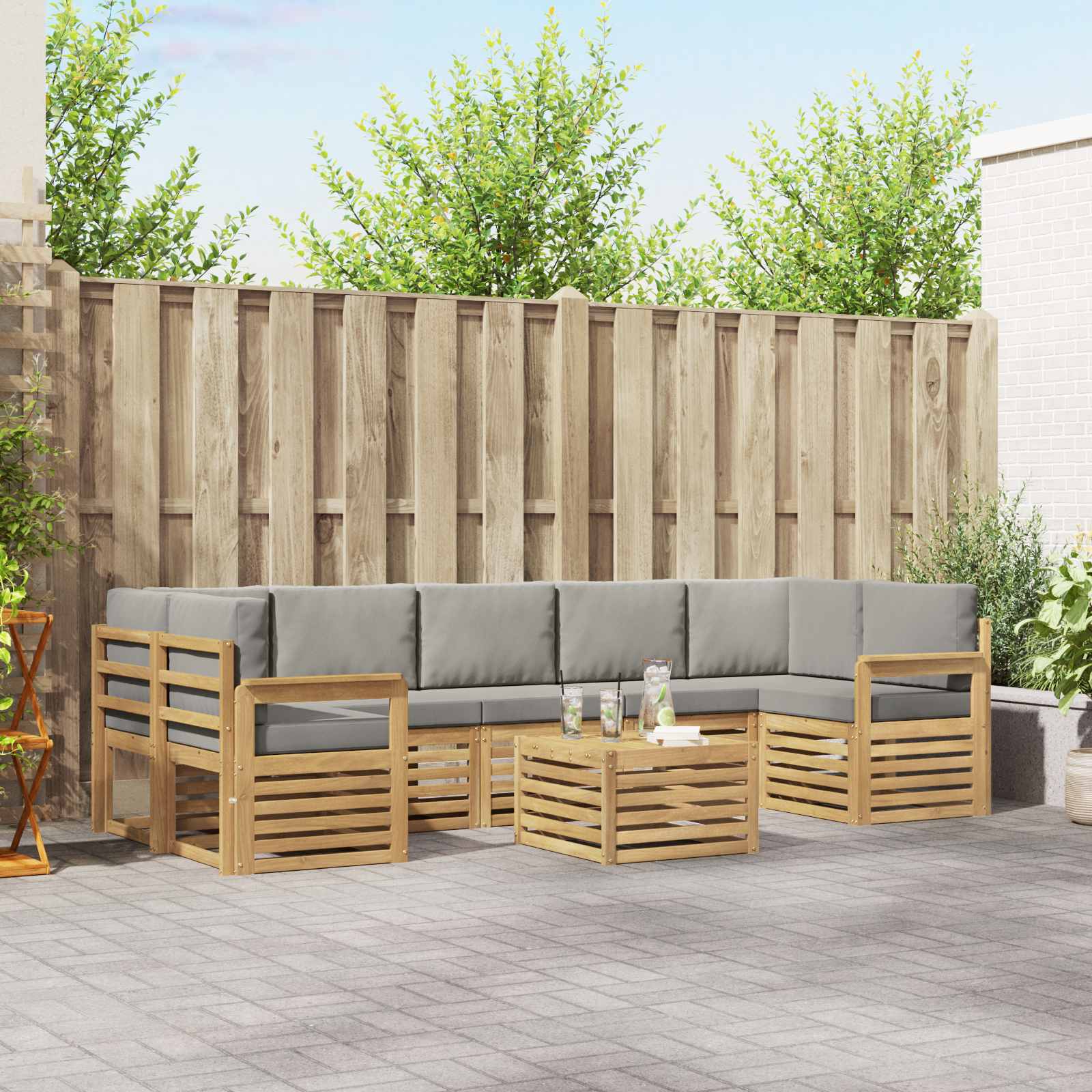 vidaXL Sofa-Sets 8 pcs Naturel Massief Acaciahout