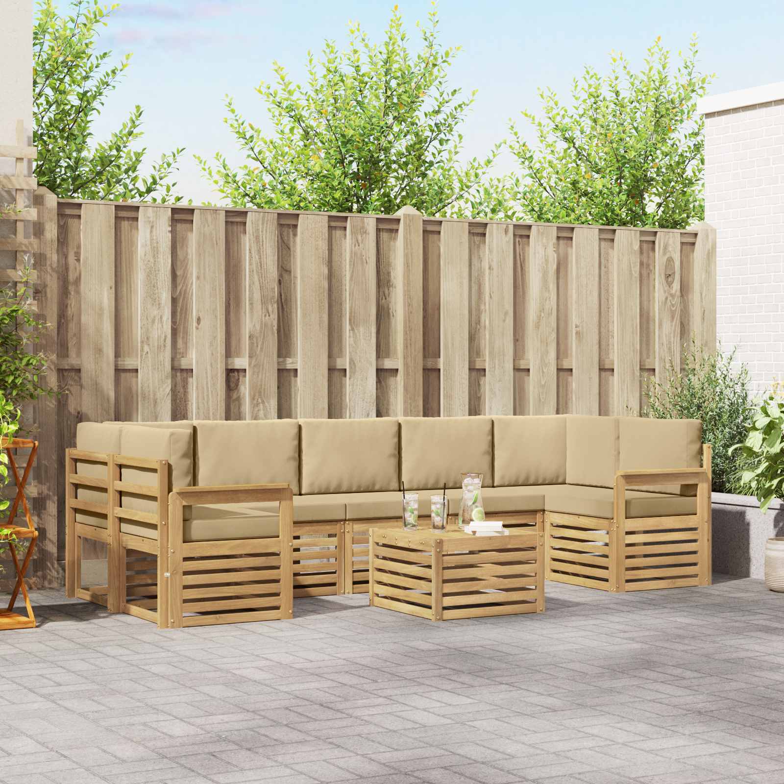 vidaXL Sofa-Sets 8 pcs Naturel Massief Acaciahout