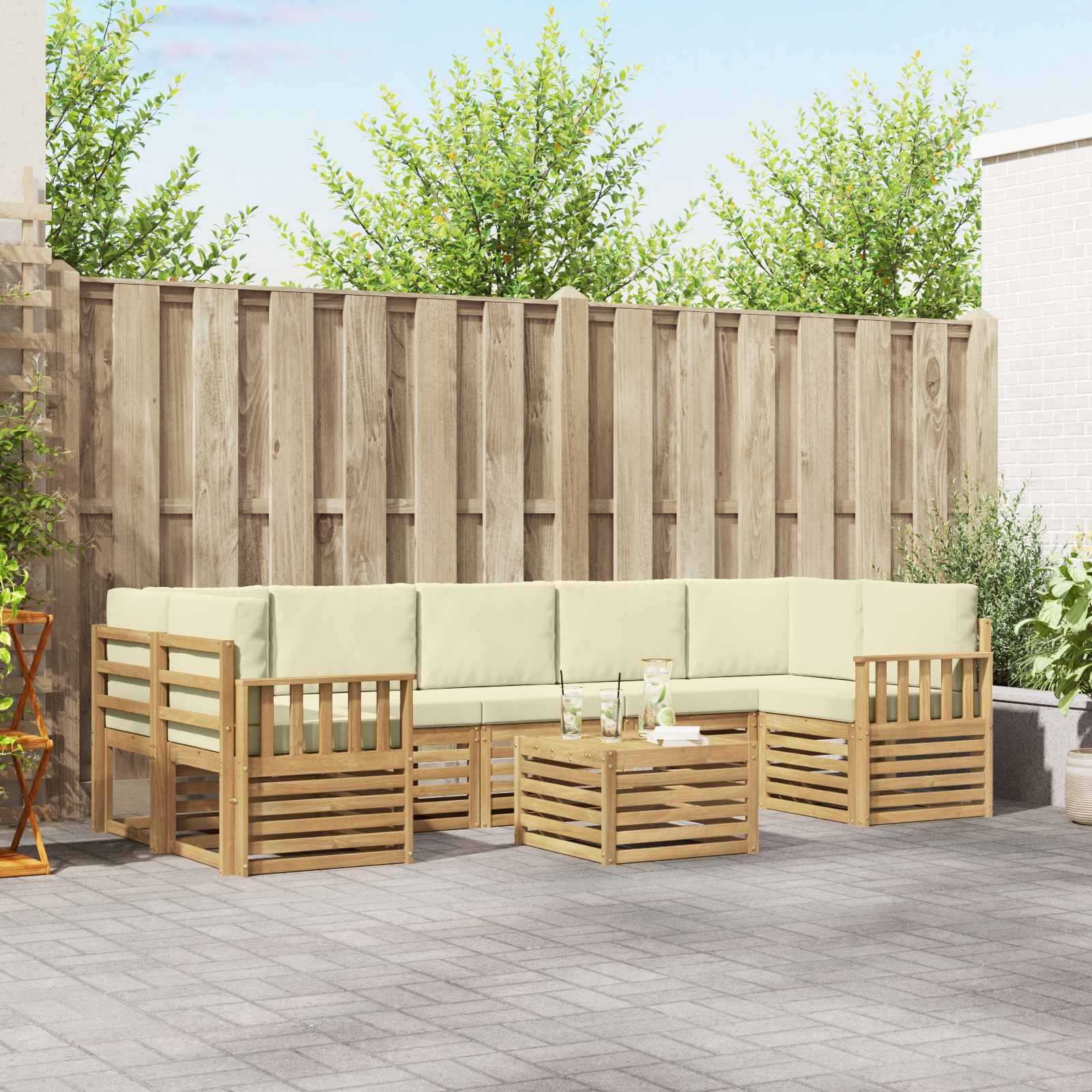 vidaXL Sofa-Sets 8 pcs Naturel Massief Acaciahout