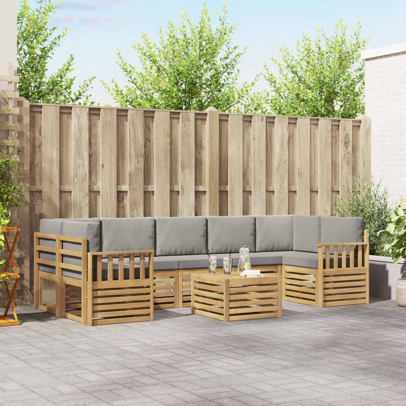 vidaXL Sofa-Sets 8 pcs Naturel Massief Acaciahout