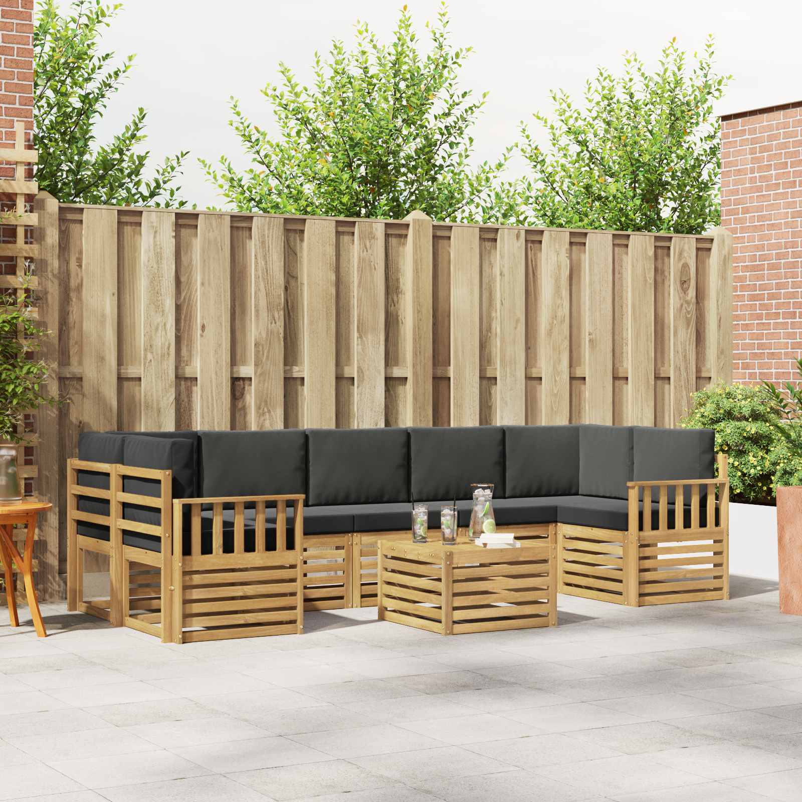 vidaXL Sofa-Sets 8 pcs Naturel Massief Acaciahout