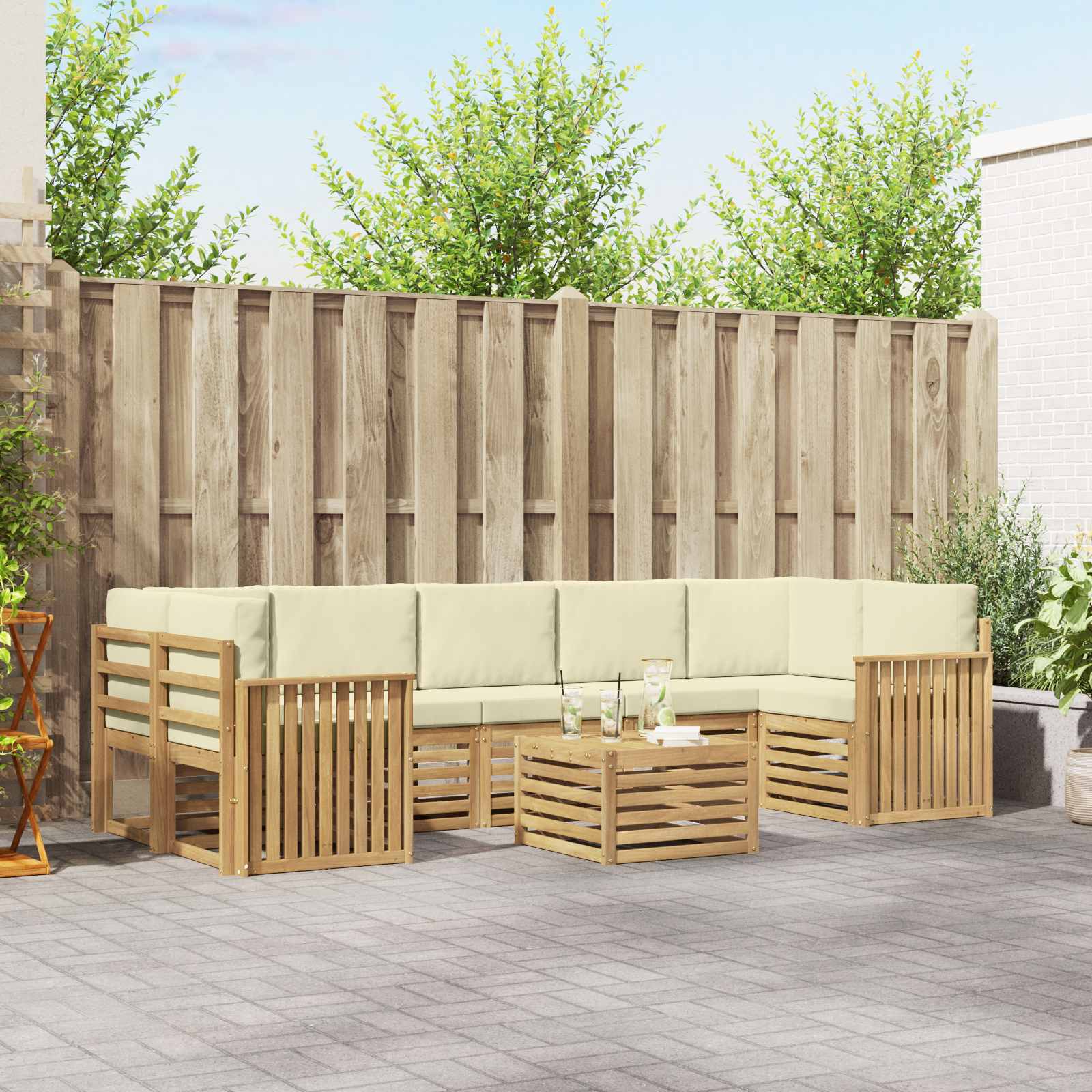 vidaXL Sofa-Sets 8 pcs Naturel Massief Acaciahout