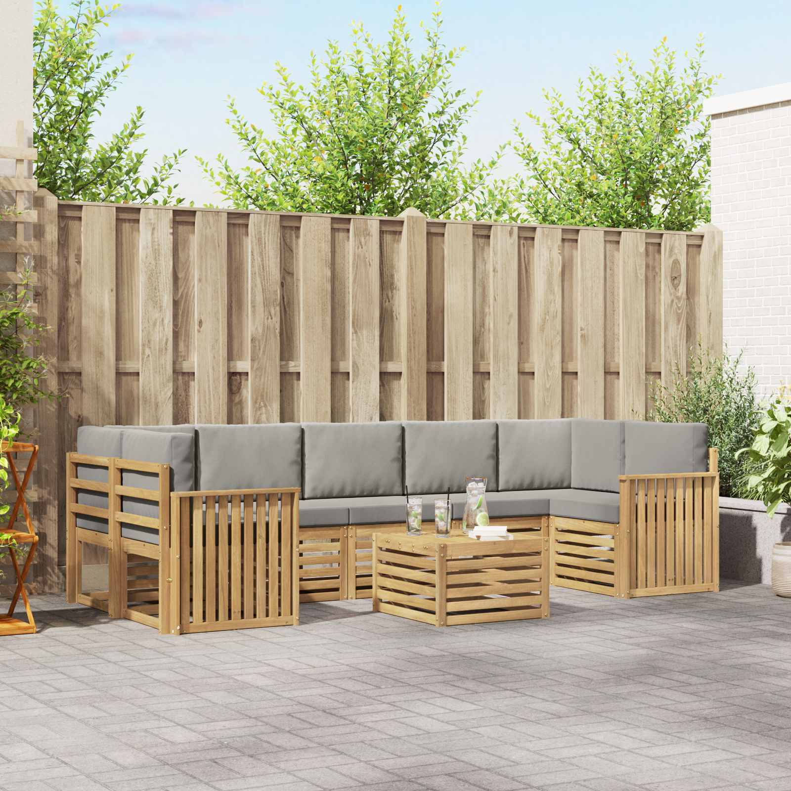 vidaXL Sofa-Sets 8 pcs Naturel Massief Acaciahout