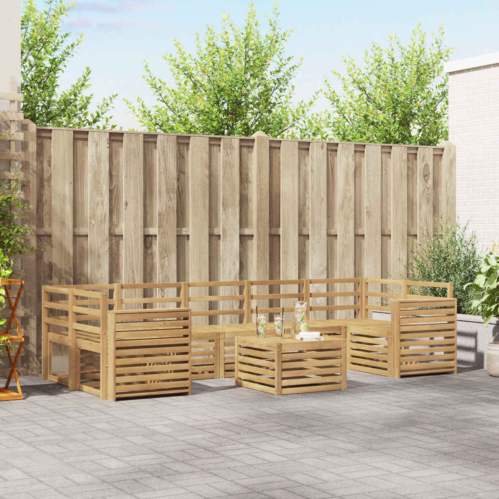 vidaXL Sofa-Sets 8 pcs Naturel Massief Acaciahout