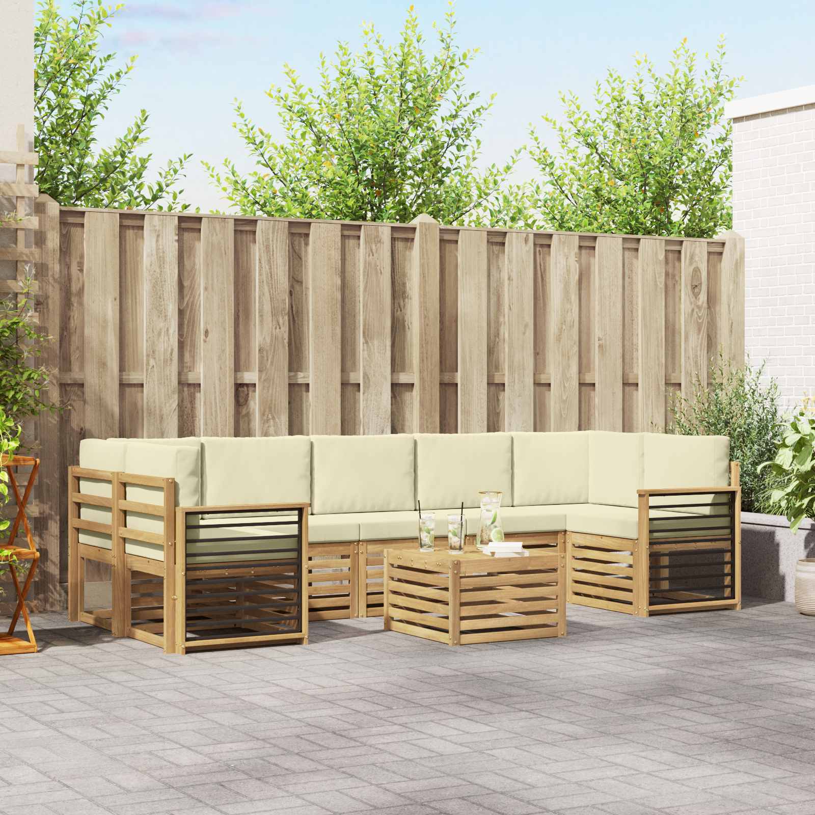 vidaXL Sofa-Sets 8 pcs Naturel Massief Acaciahout