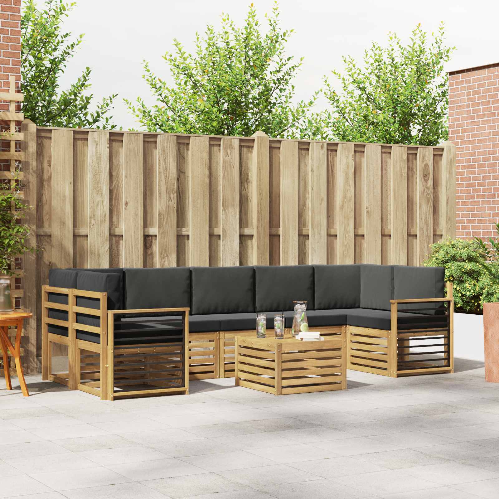 vidaXL Sofa-Sets 8 pcs Naturel Massief Acaciahout