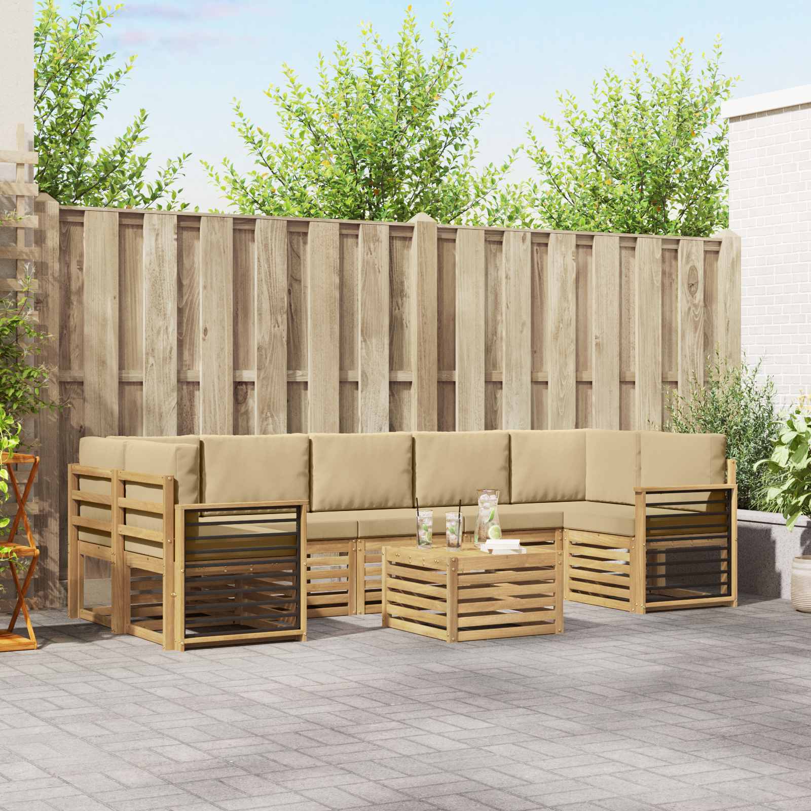 vidaXL Sofa-Sets 8 pcs Naturel Massief Acaciahout