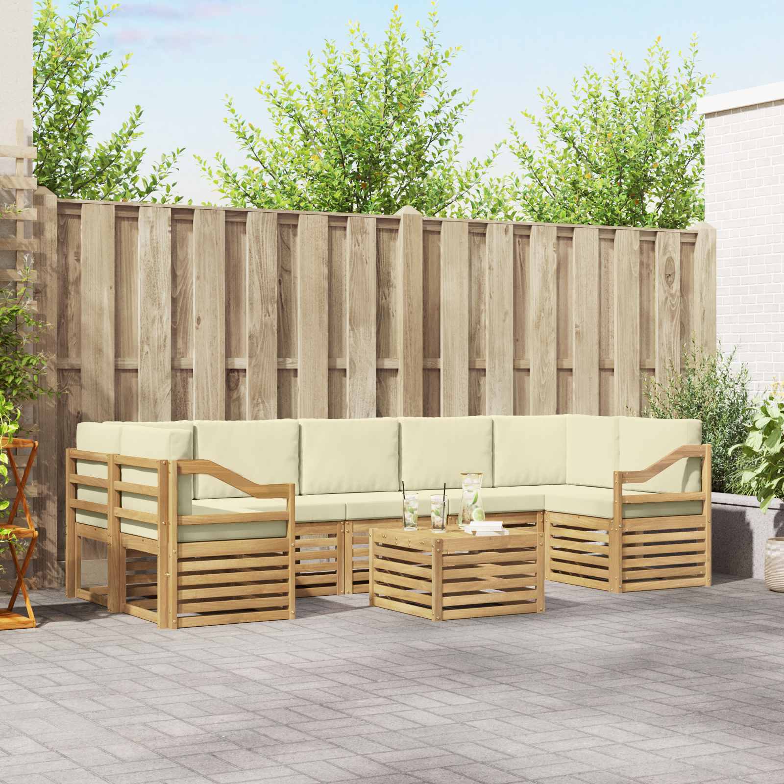 vidaXL Sofa-Sets 8 pcs Naturel Massief Acaciahout