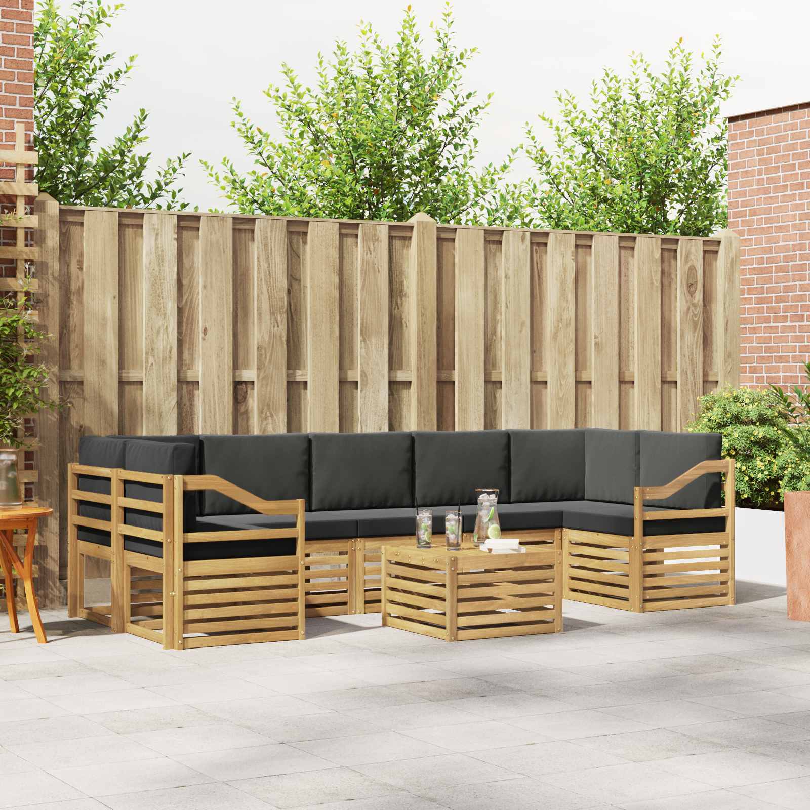 vidaXL Sofa-Sets 8 pcs Naturel Massief Acaciahout