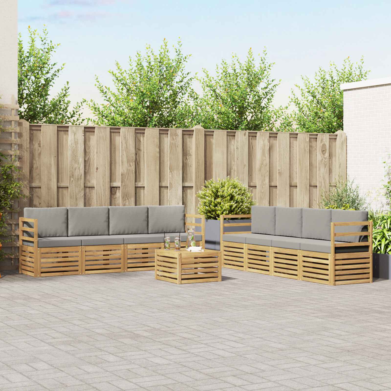 vidaXL Sofa-Sets 9 pcs Naturel Massief Acaciahout