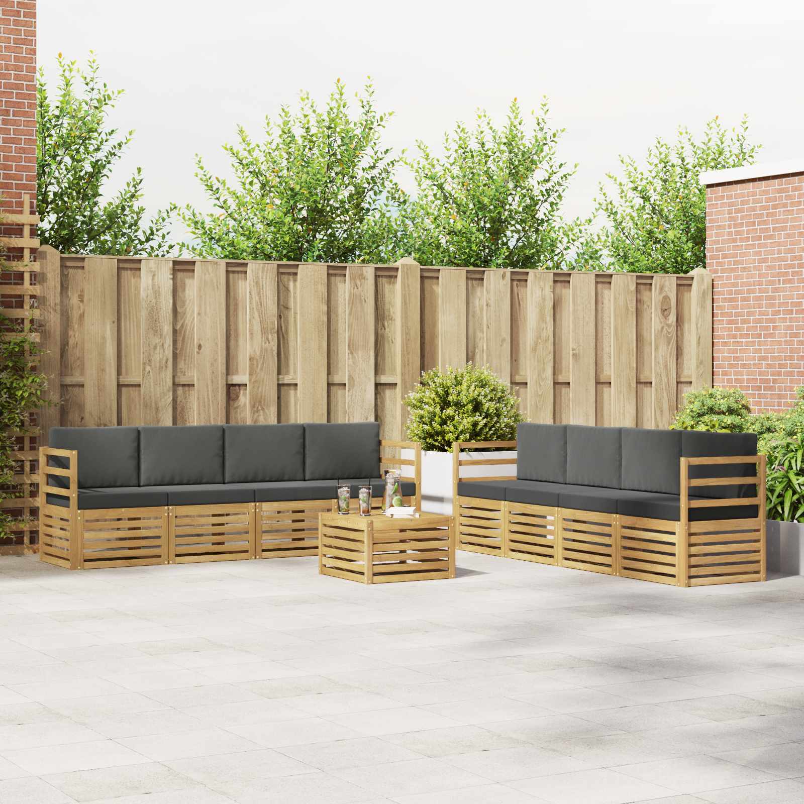 vidaXL Sofa-Sets 9 pcs Naturel Massief Acaciahout