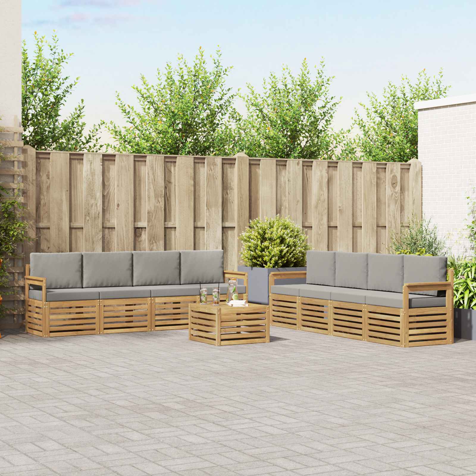 vidaXL Sofa-Sets 9 pcs Naturel Massief Acaciahout