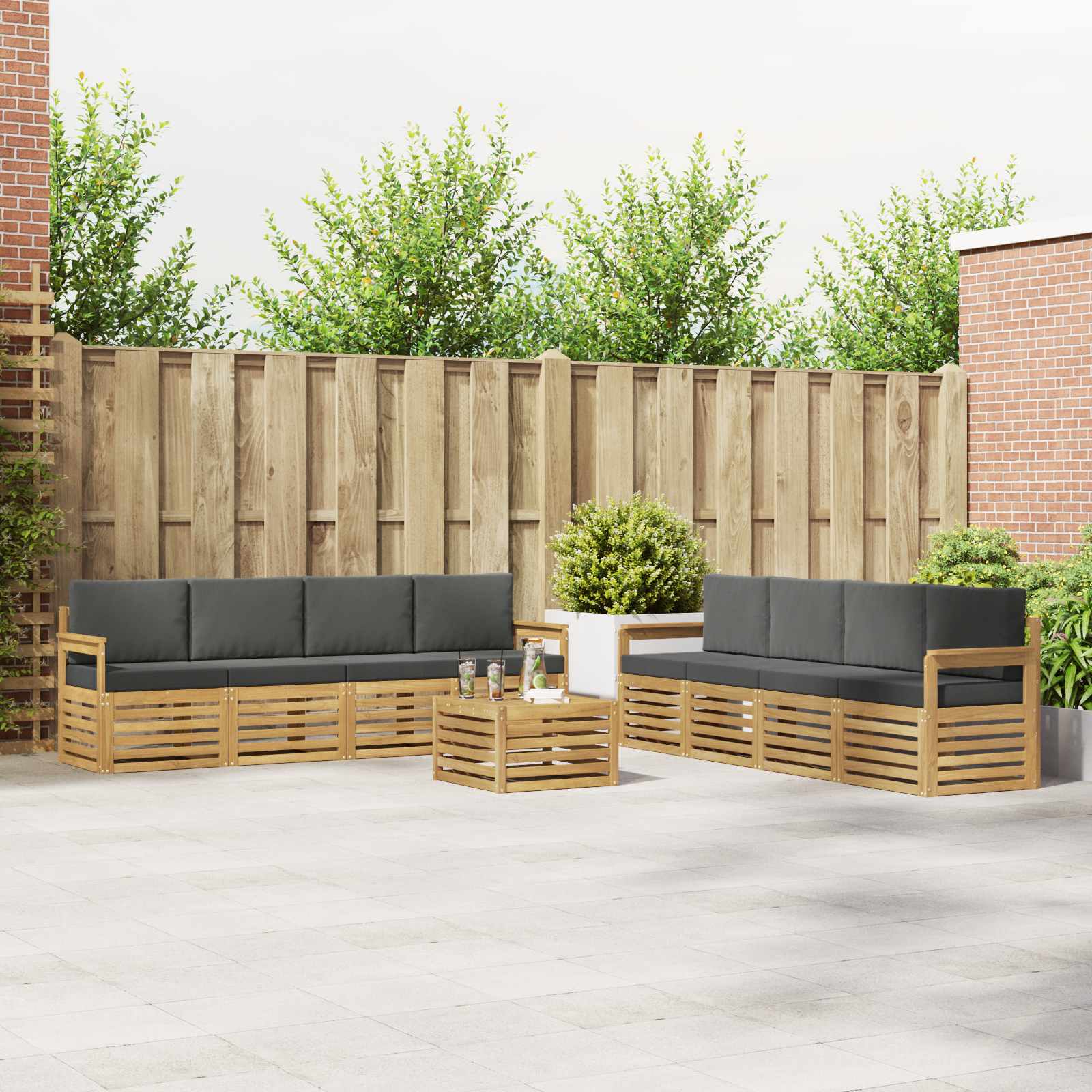 vidaXL Sofa-Sets 9 pcs Naturel Massief Acaciahout