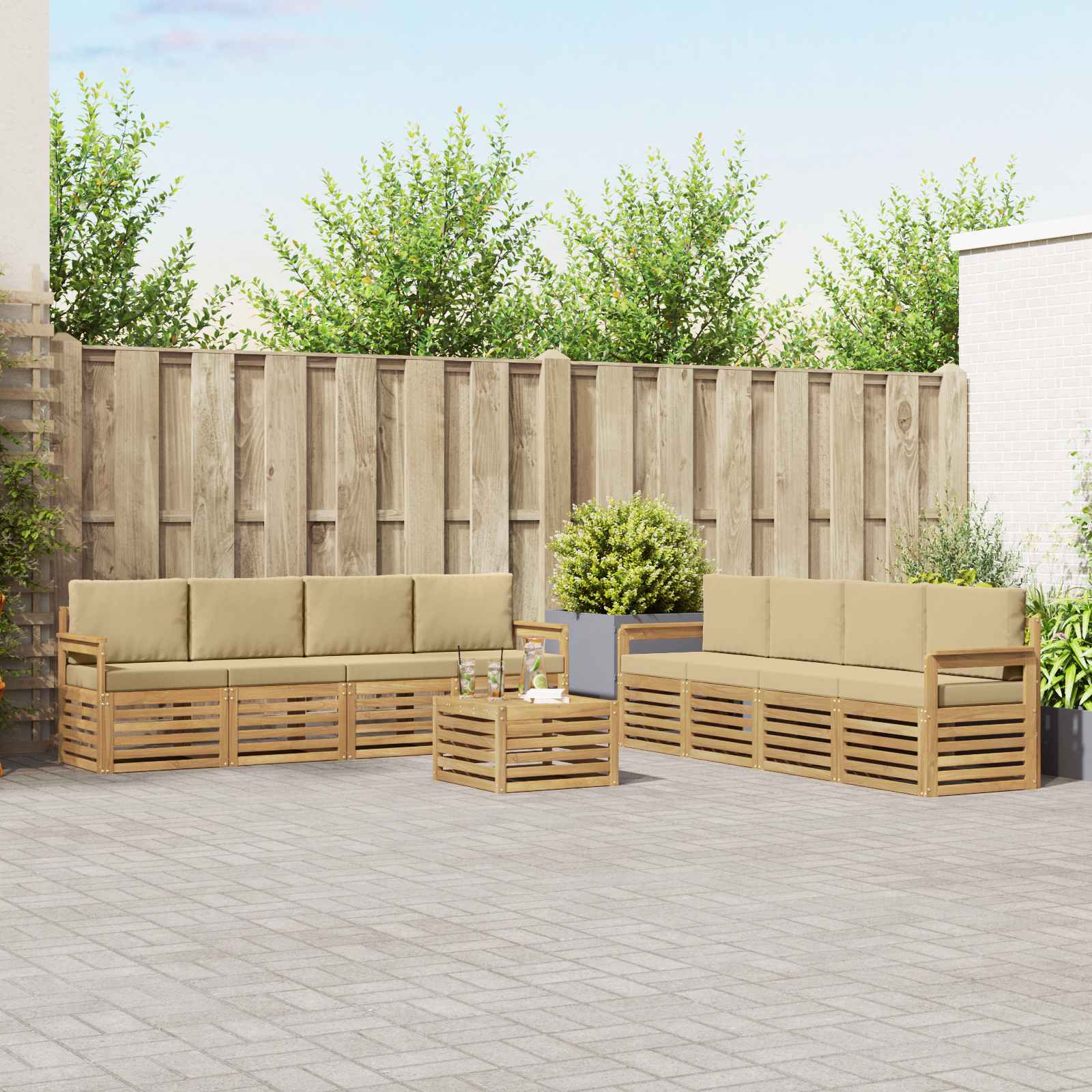 vidaXL Sofa-Sets 9 pcs Naturel Massief Acaciahout