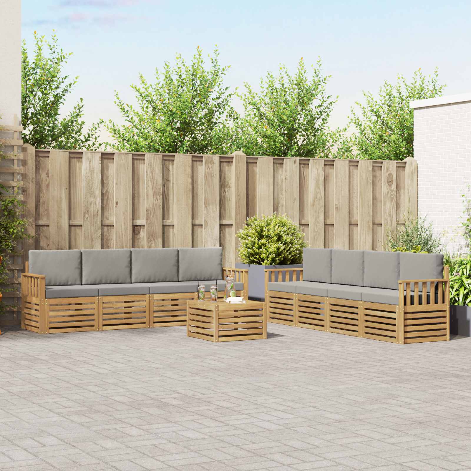 vidaXL Sofa-Sets 9 pcs Naturel Massief Acaciahout