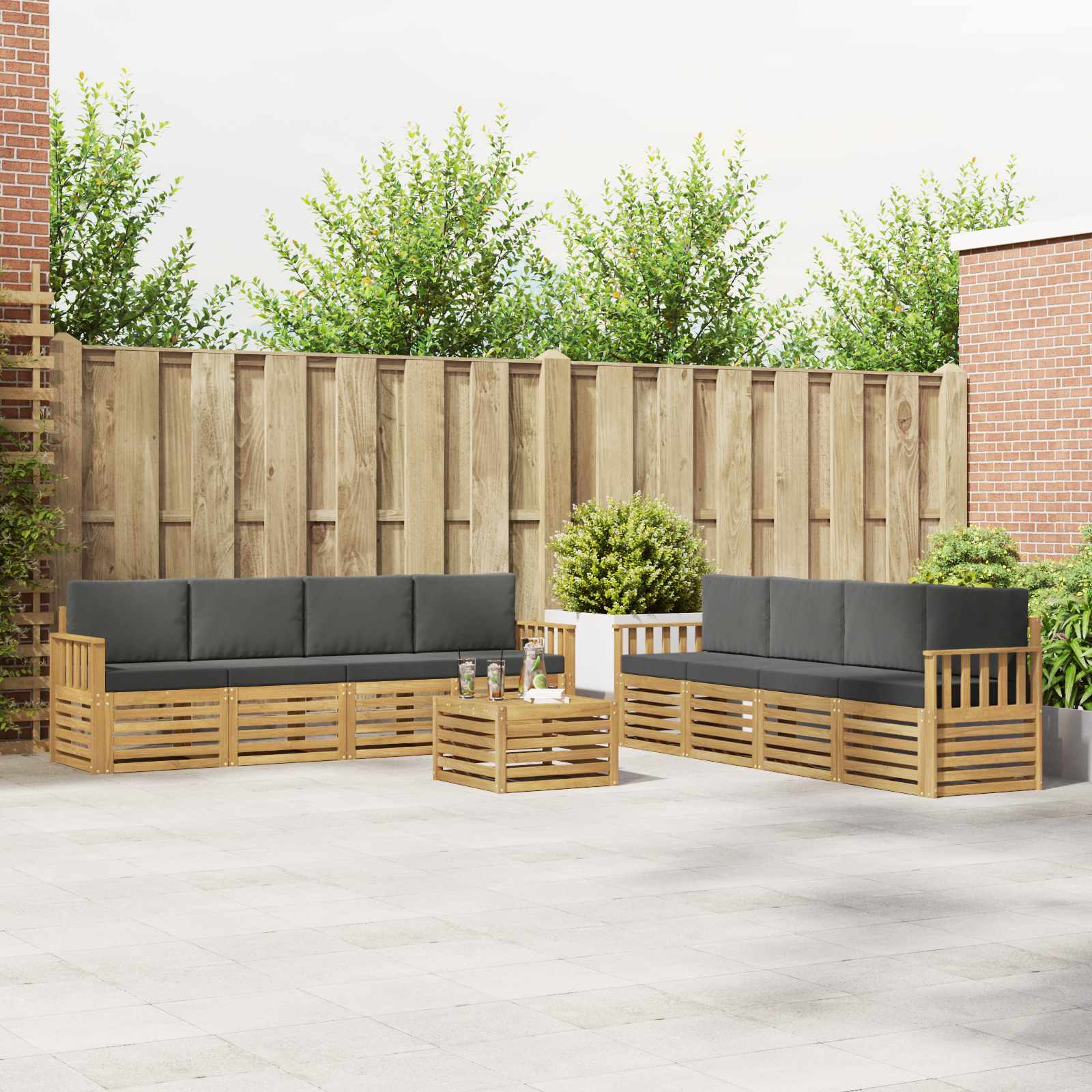 vidaXL Sofa-Sets 9 pcs Naturel Massief Acaciahout
