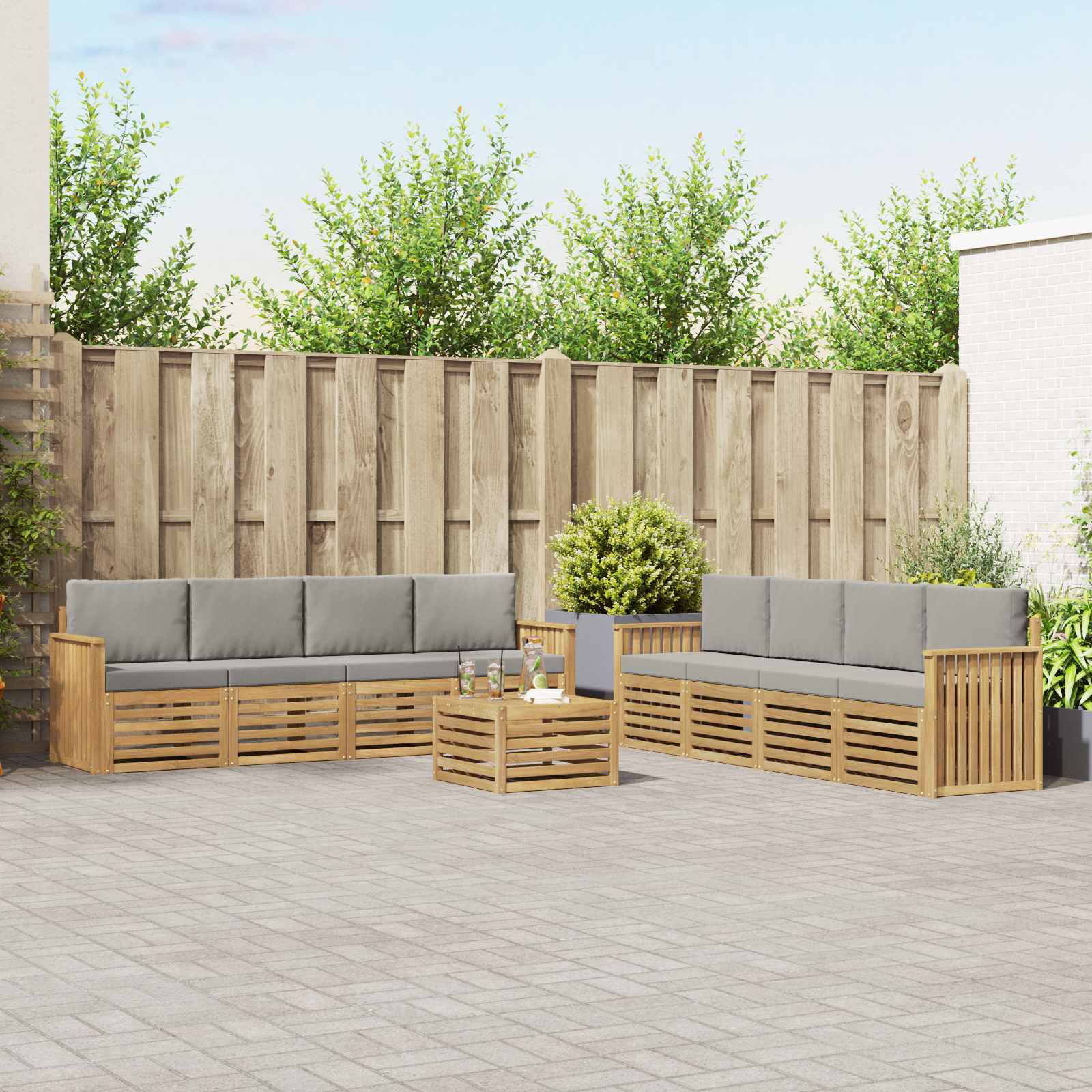 vidaXL Sofa-Sets 9 pcs Naturel Massief Acaciahout