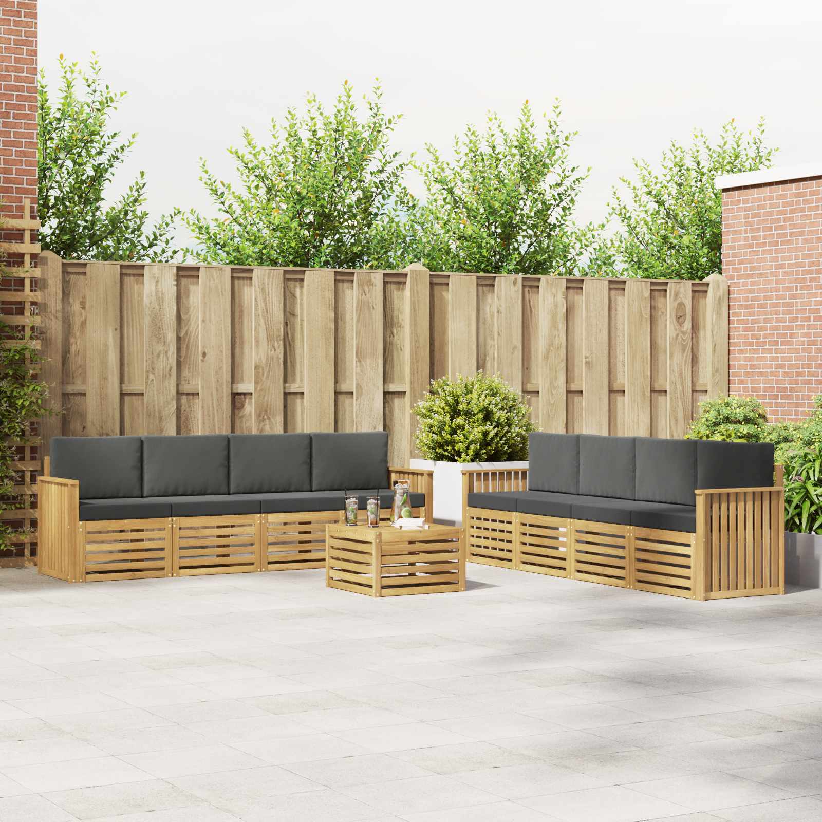 vidaXL Sofa-Sets 9 pcs Naturel Massief Acaciahout
