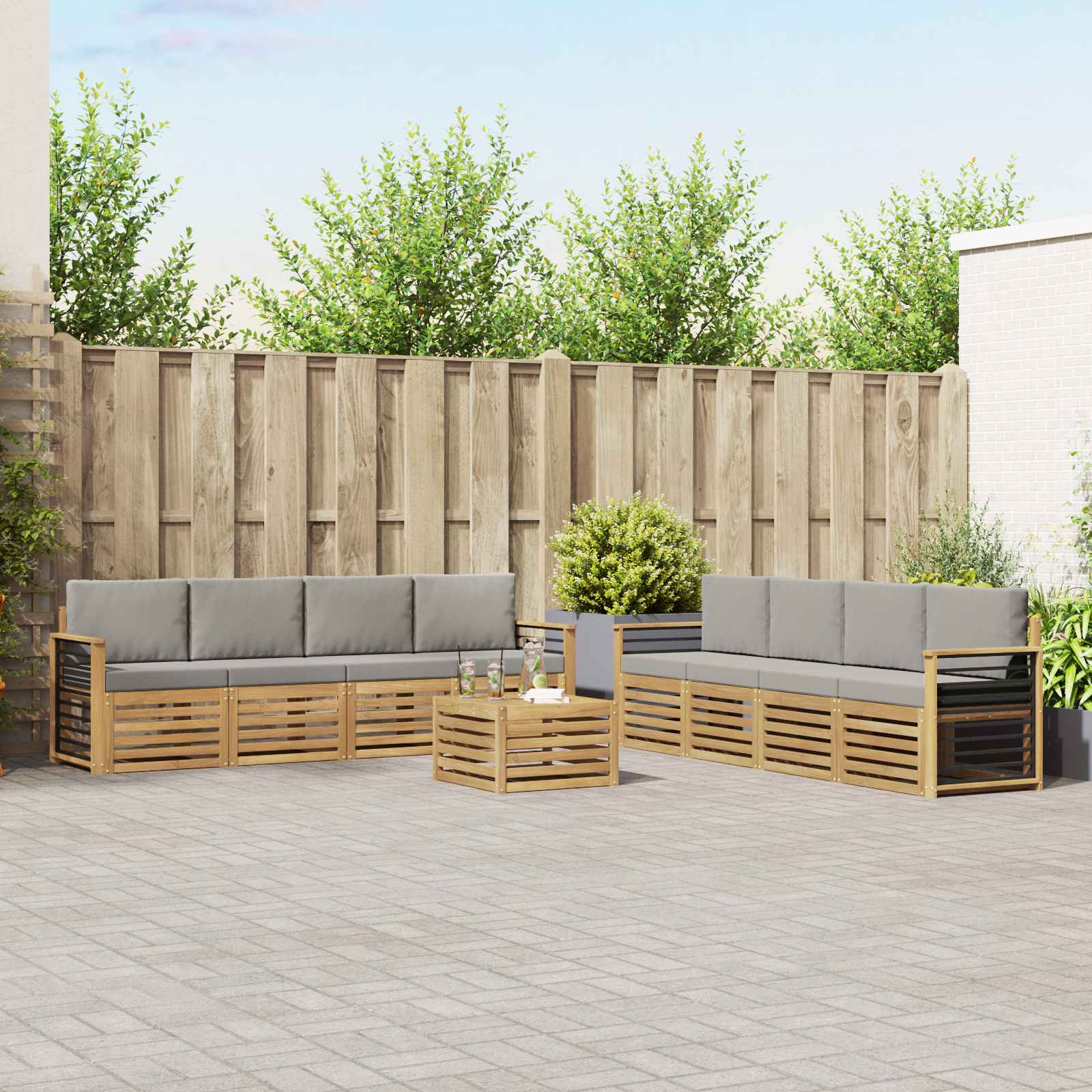 vidaXL Sofa-Sets 9 pcs Naturel Massief Acaciahout