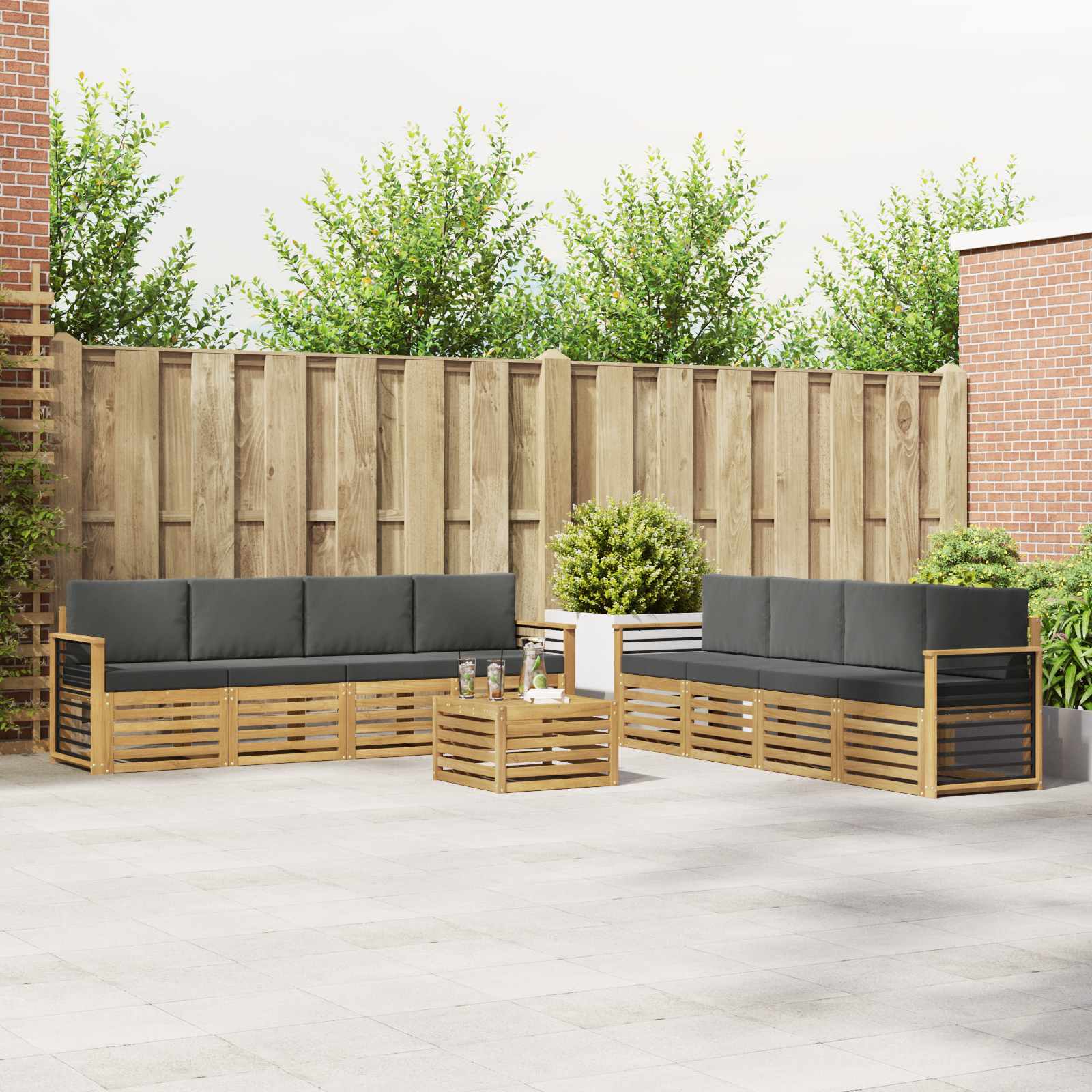 vidaXL Sofa-Sets 9 pcs Naturel Massief Acaciahout