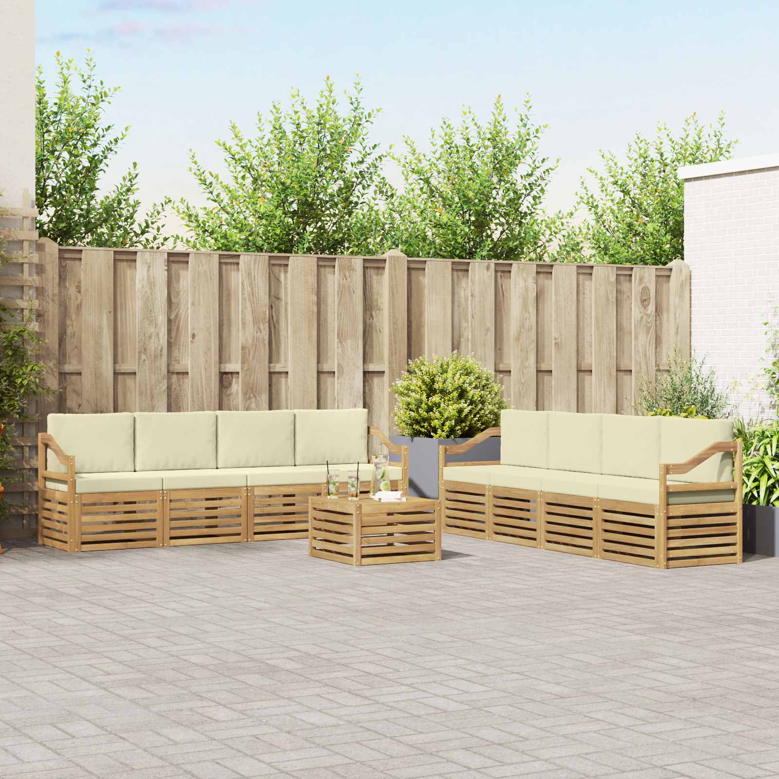 vidaXL Sofa-Sets 9 pcs Naturel Massief Acaciahout