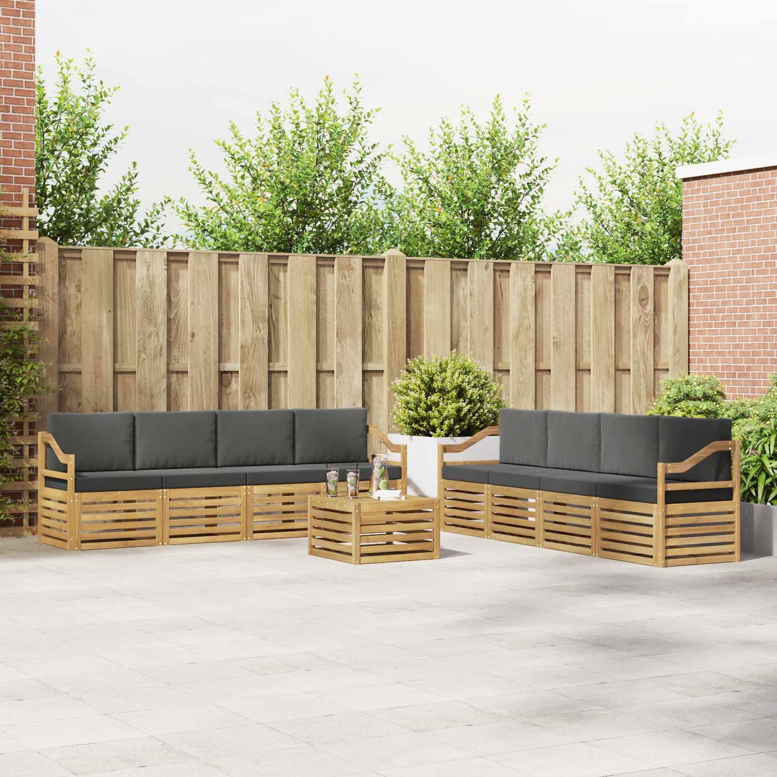 vidaXL Sofa-Sets 9 pcs Naturel Massief Acaciahout