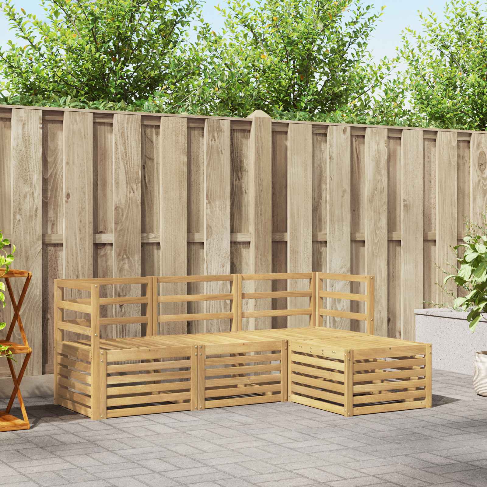 vidaXL Sofa-Sets 4 pcs Naturel Massief Acaciahout