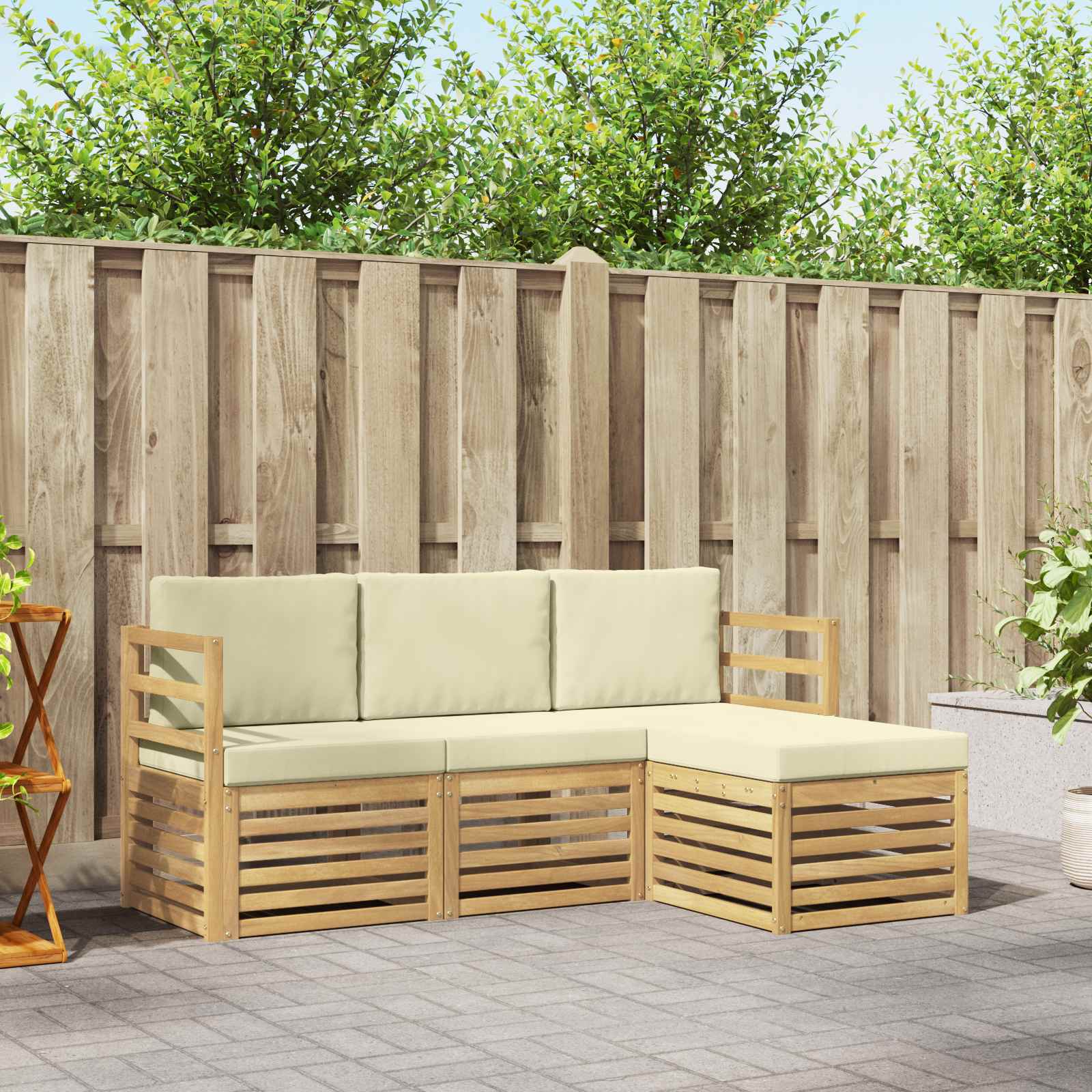 vidaXL Sofa-Sets 4 pcs Naturel Massief Acaciahout