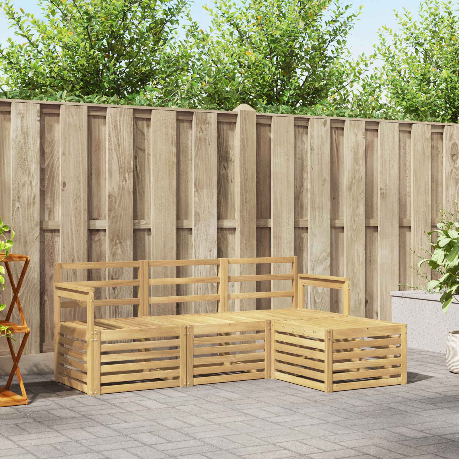 vidaXL Sofa-Sets 4 pcs Naturel Massief Acaciahout