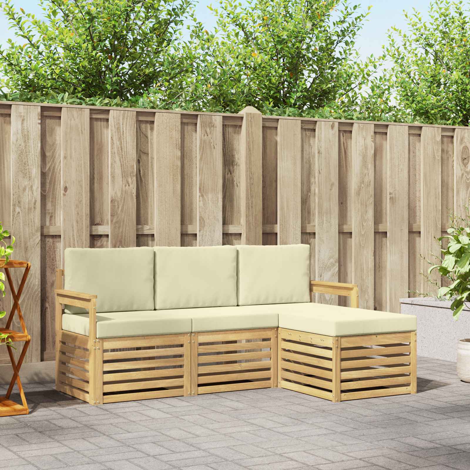 vidaXL Sofa-Sets 4 pcs Naturel Massief Acaciahout