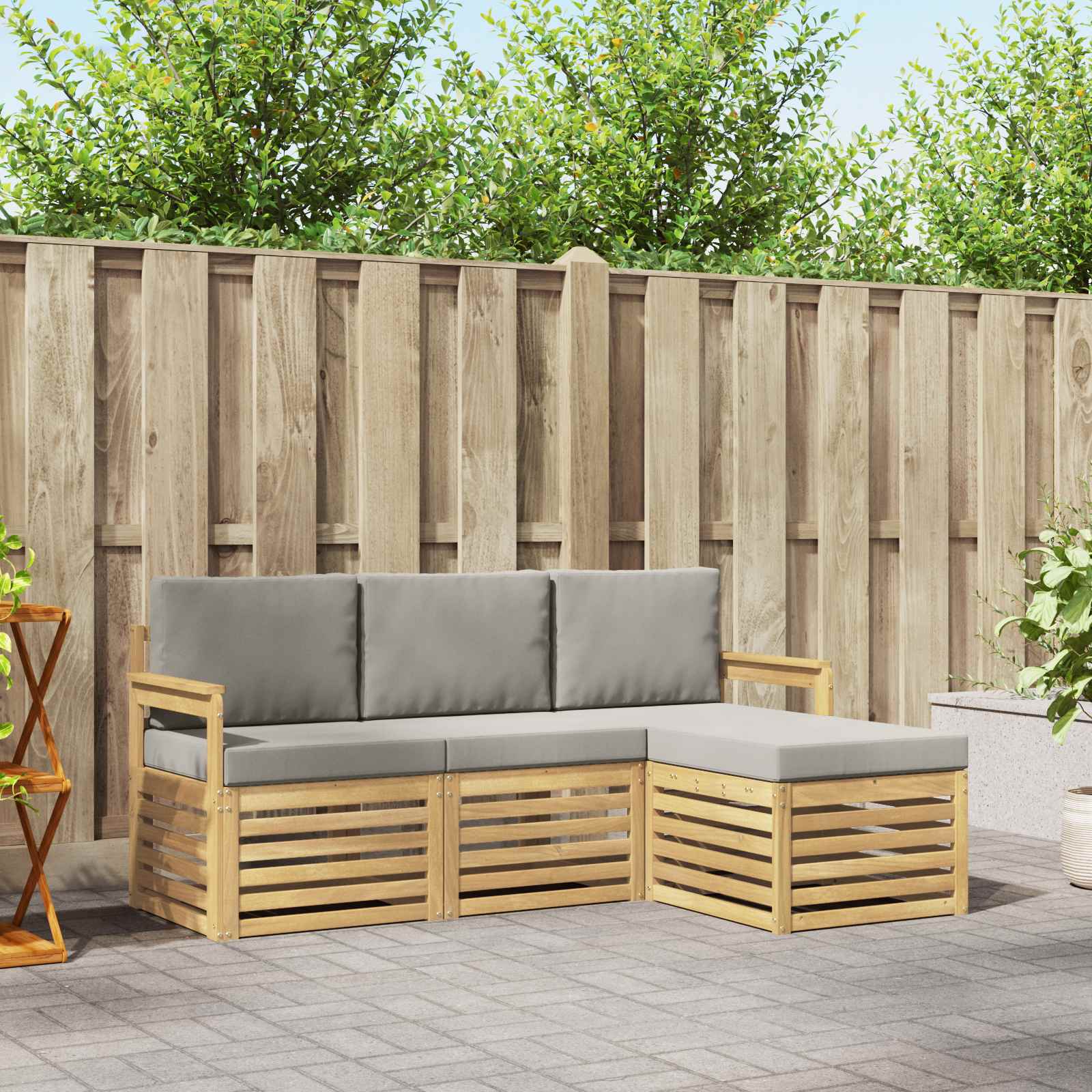 vidaXL Sofa-Sets 4 pcs Naturel Massief Acaciahout