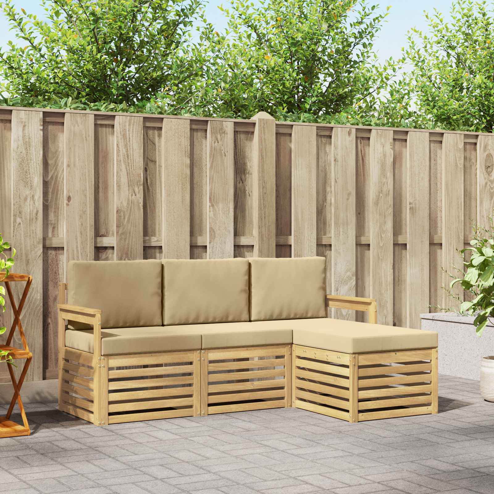 vidaXL Sofa-Sets 4 pcs Naturel Massief Acaciahout
