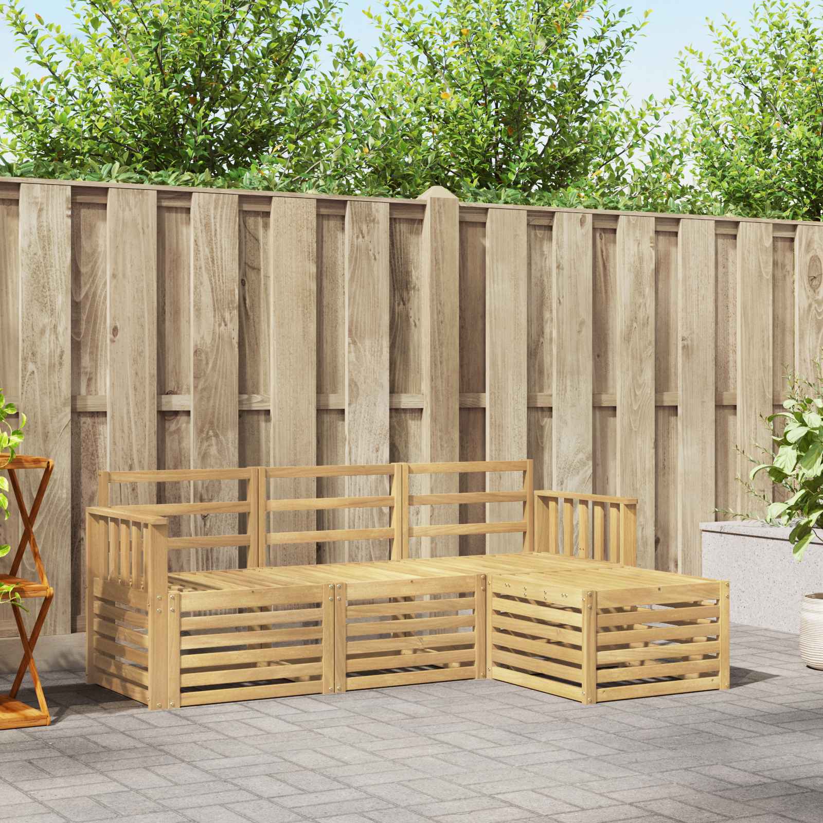 vidaXL Sofa-Sets 4 pcs Naturel Massief Acaciahout